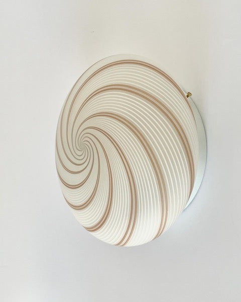 Vintage Murano plafond i amber og hvid swirl filigrana - 30 cm