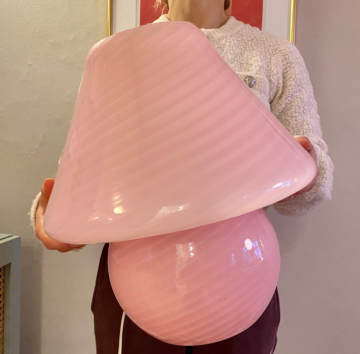 Vintage Murano mushroom i pink