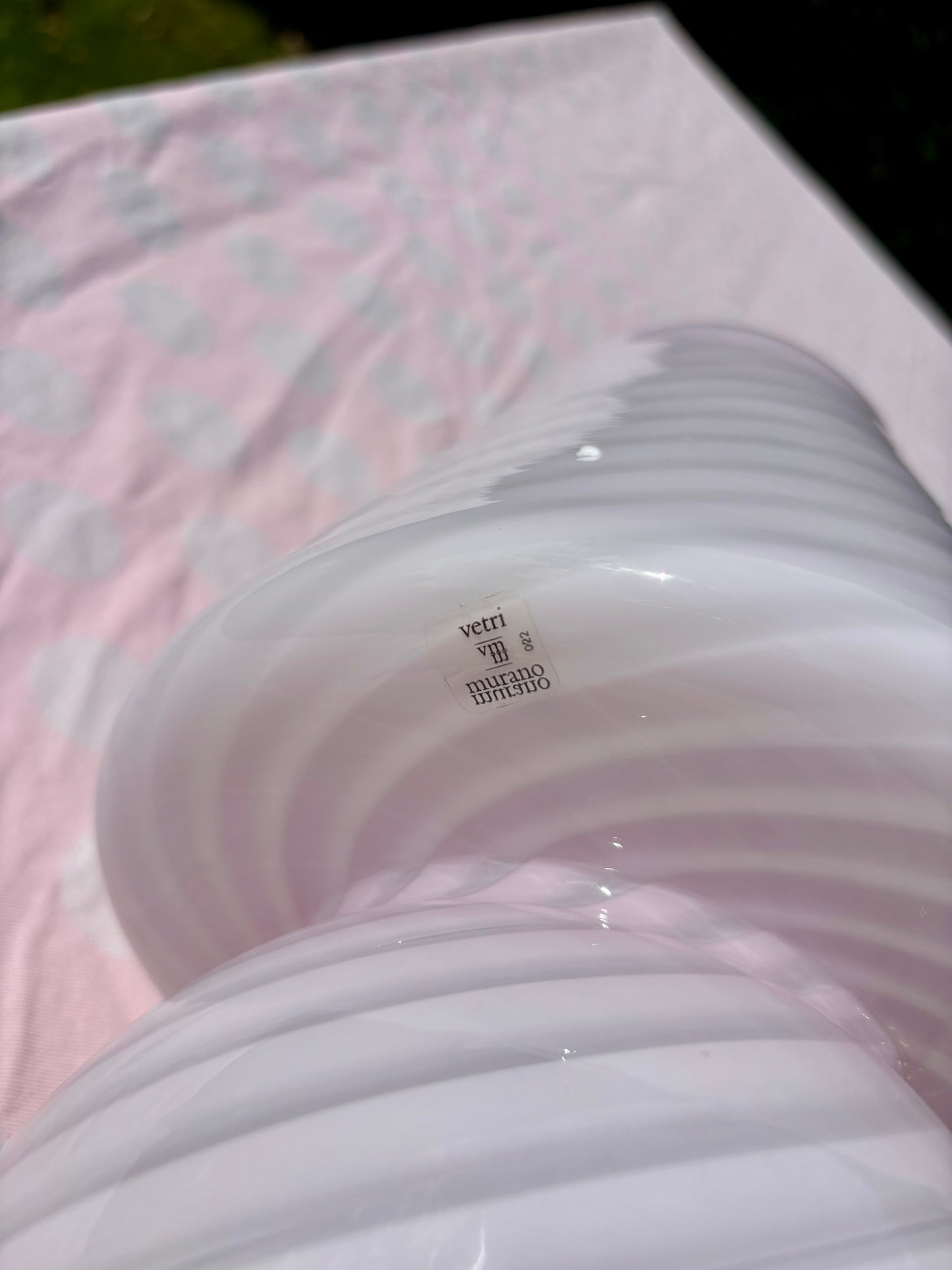 Sjældne Vintage Effetre Murano mushroom i pink swirl 30 cm