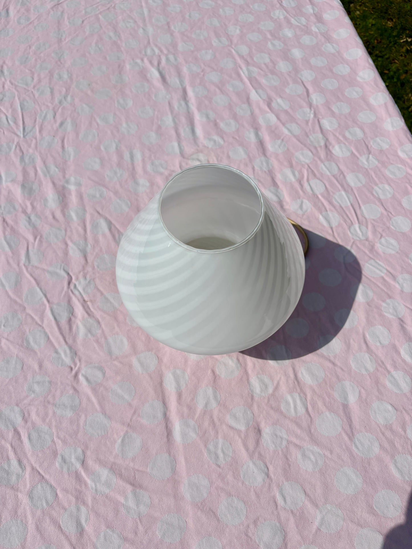 Vintage Murano mushroom i hvid swirl 28 cm