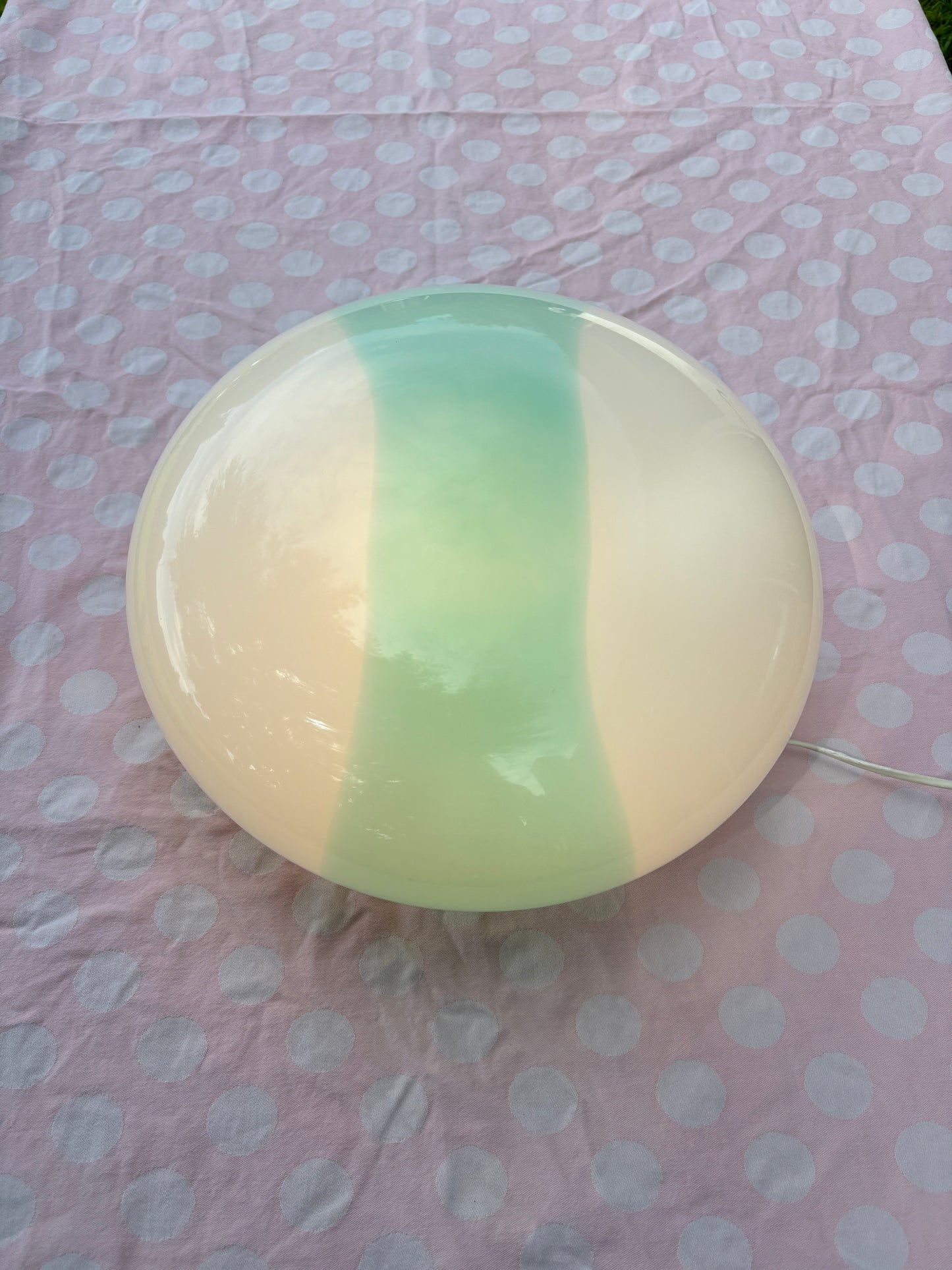 Vintage Murano plafond fra "La Murrina" i hvidt og blåt mønster 38 cm
