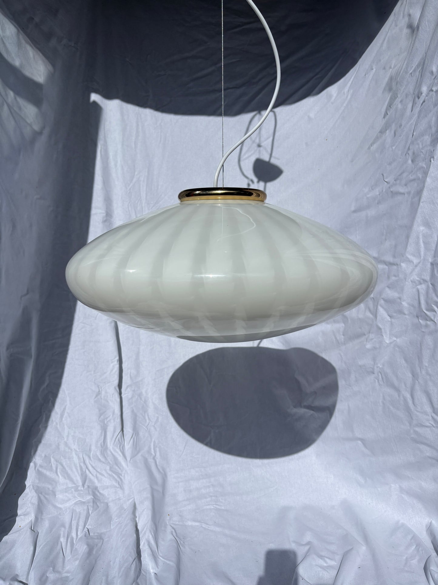 Kæmpe vintage Murano loftslampe med peacock mønster 45 cm
