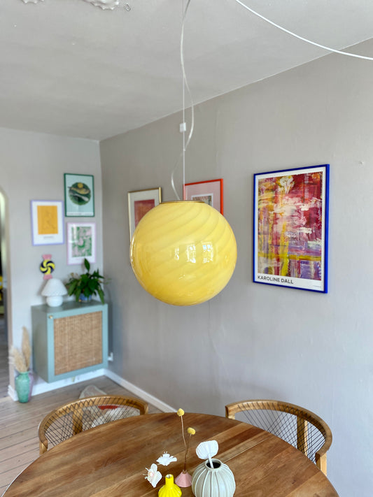 Solgul Murano loftslampe i swirl rigadin 40 cm