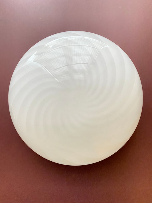 Vintage Murano plafond i hvid med swirl 38 cm