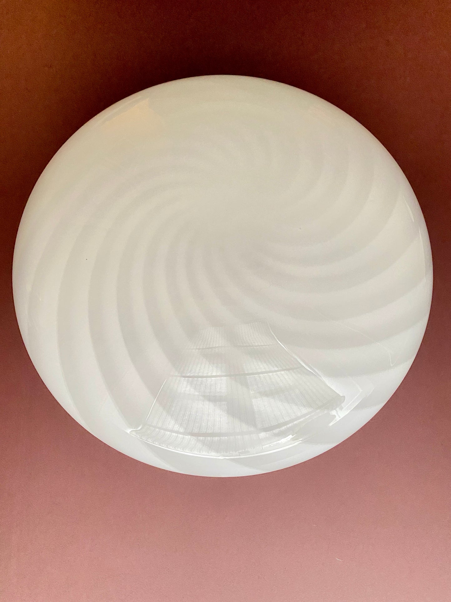 Vintage Murano plafond i hvid med swirl 38 cm