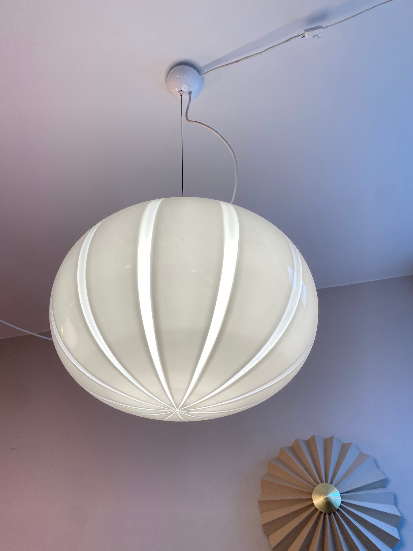 Vintage Murano loftslampe med vertikalt rigadin 45 cm