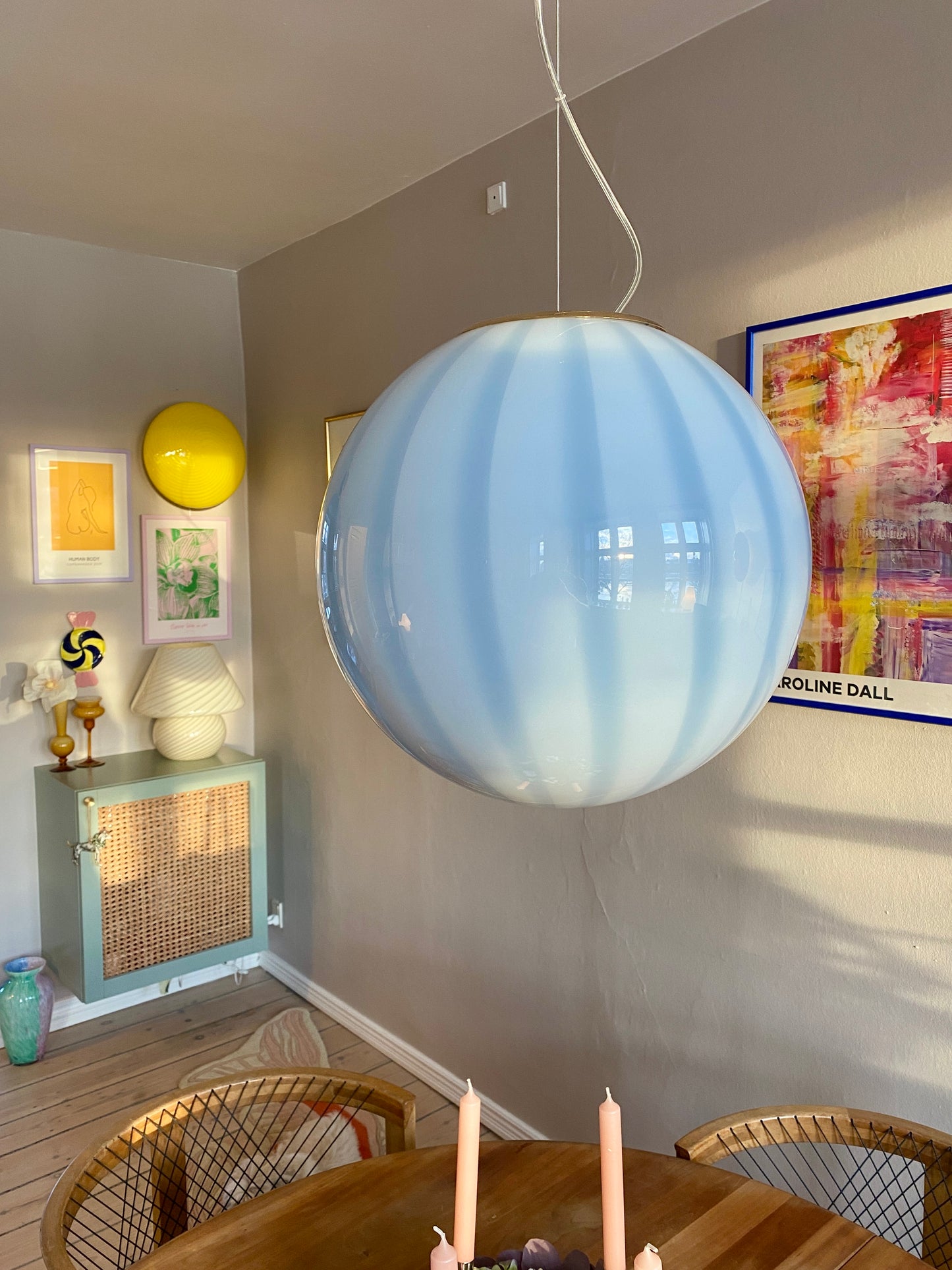 Murano loftslampe med cloud blå vertikal rigadin 40 cm