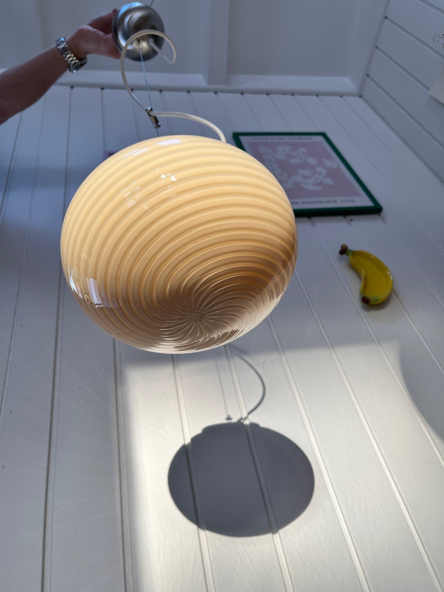 Vintage Murano loftslampe i amber gul af Effetre
