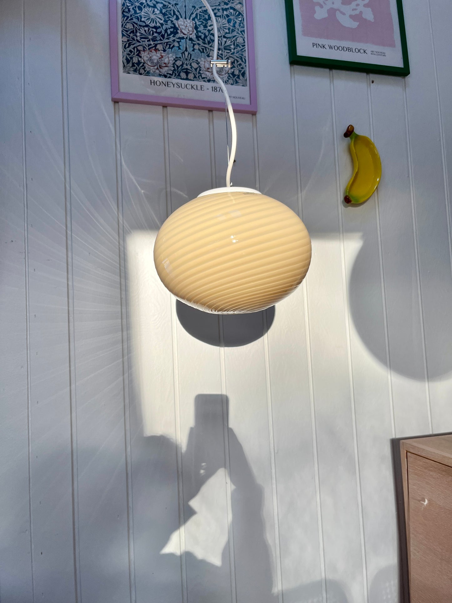 Vintage Murano loftslampe i amber gul af Effetre