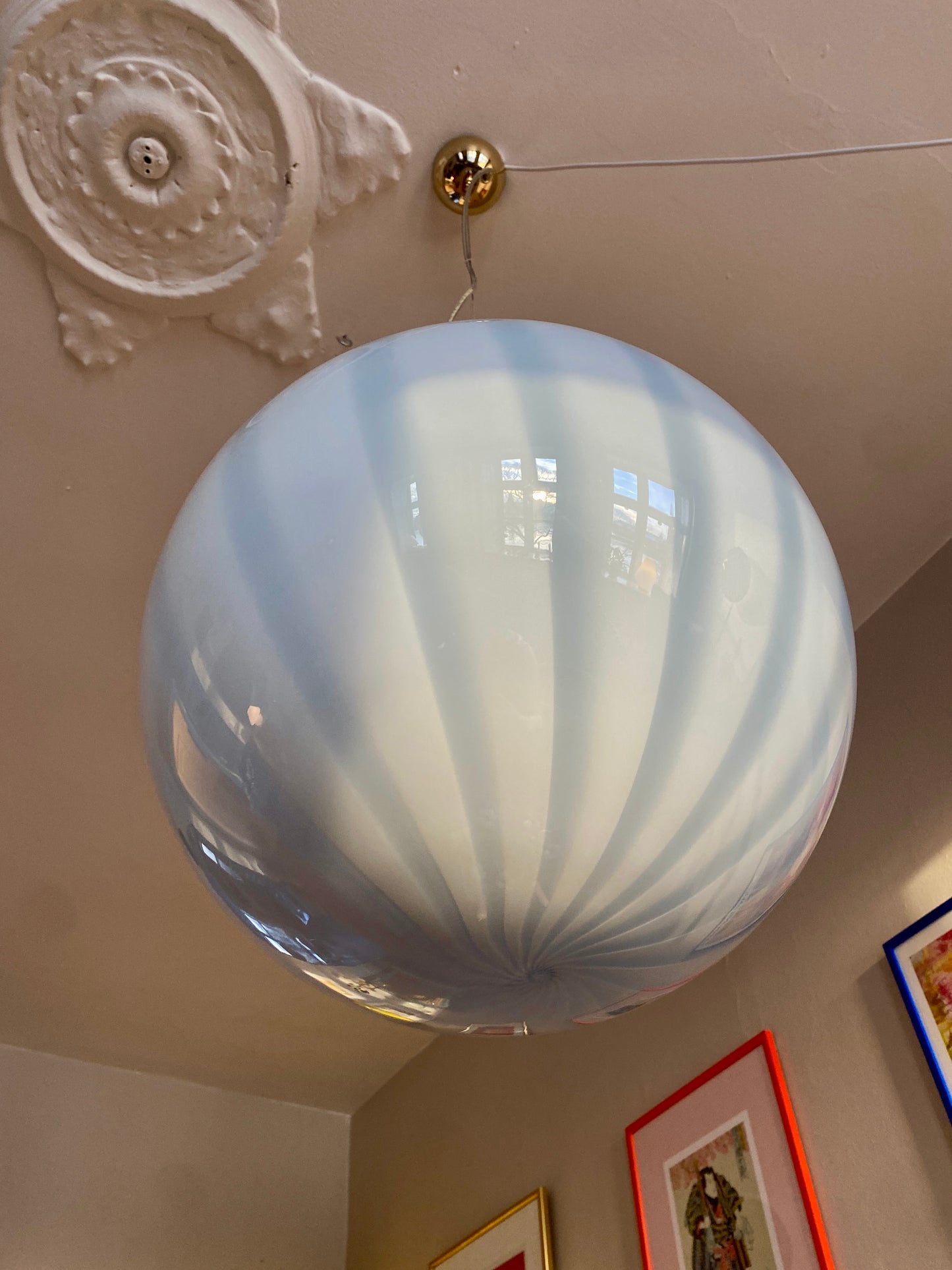 Murano loftslampe med cloud blå vertikal rigadin 40 cm