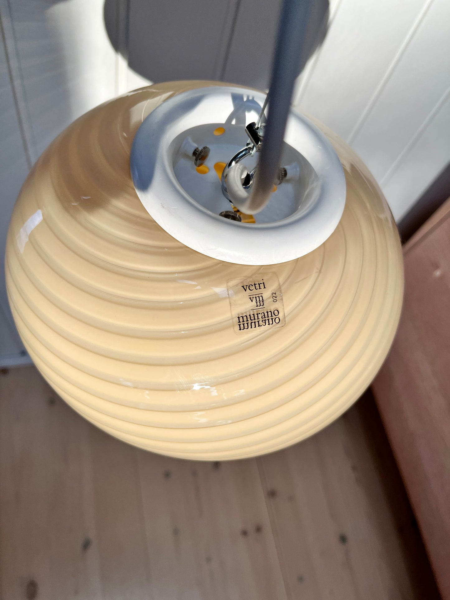 Vintage Murano loftslampe i amber gul af Effetre