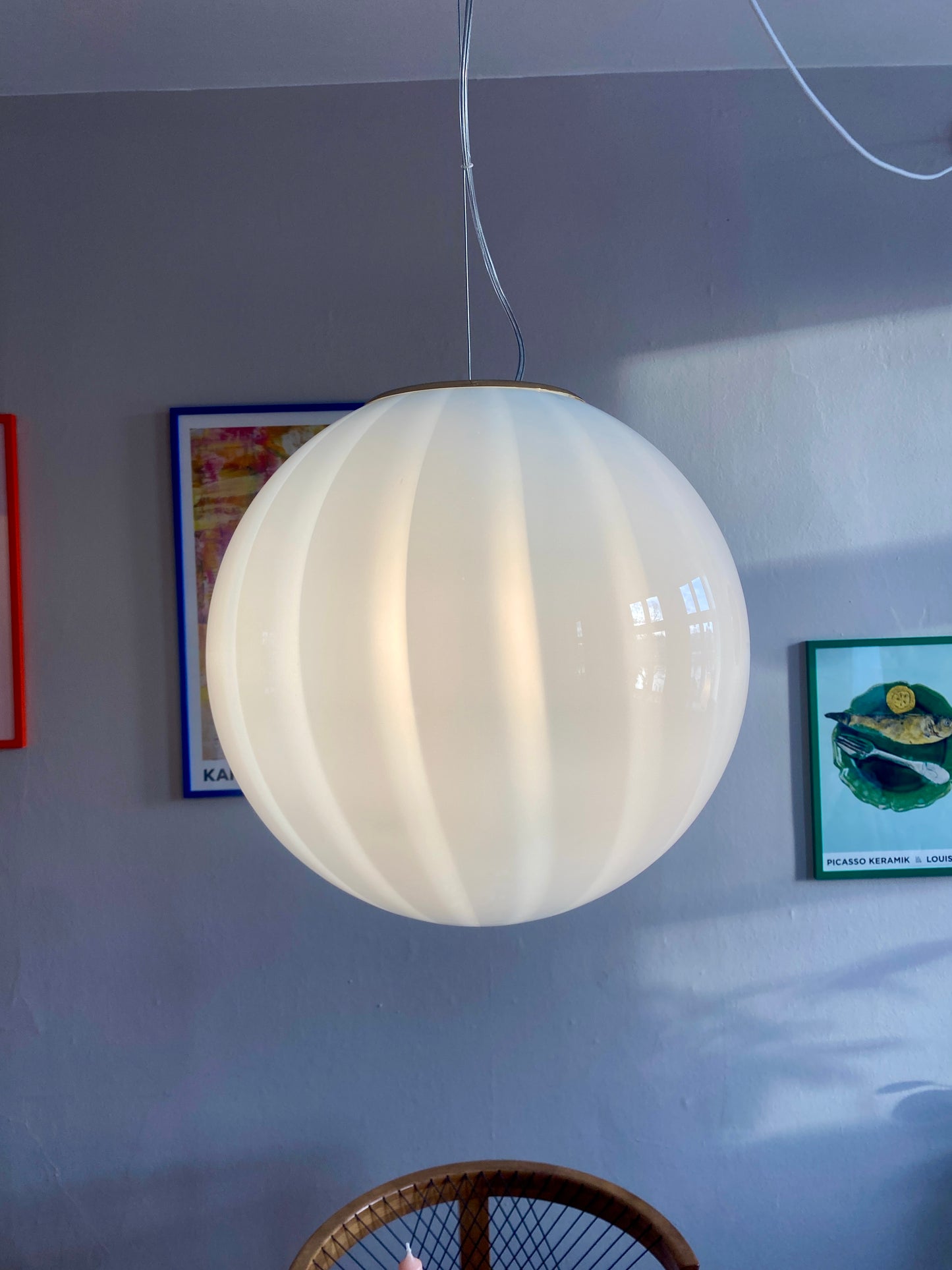 Murano loftslampe med cloud blå vertikal rigadin 40 cm