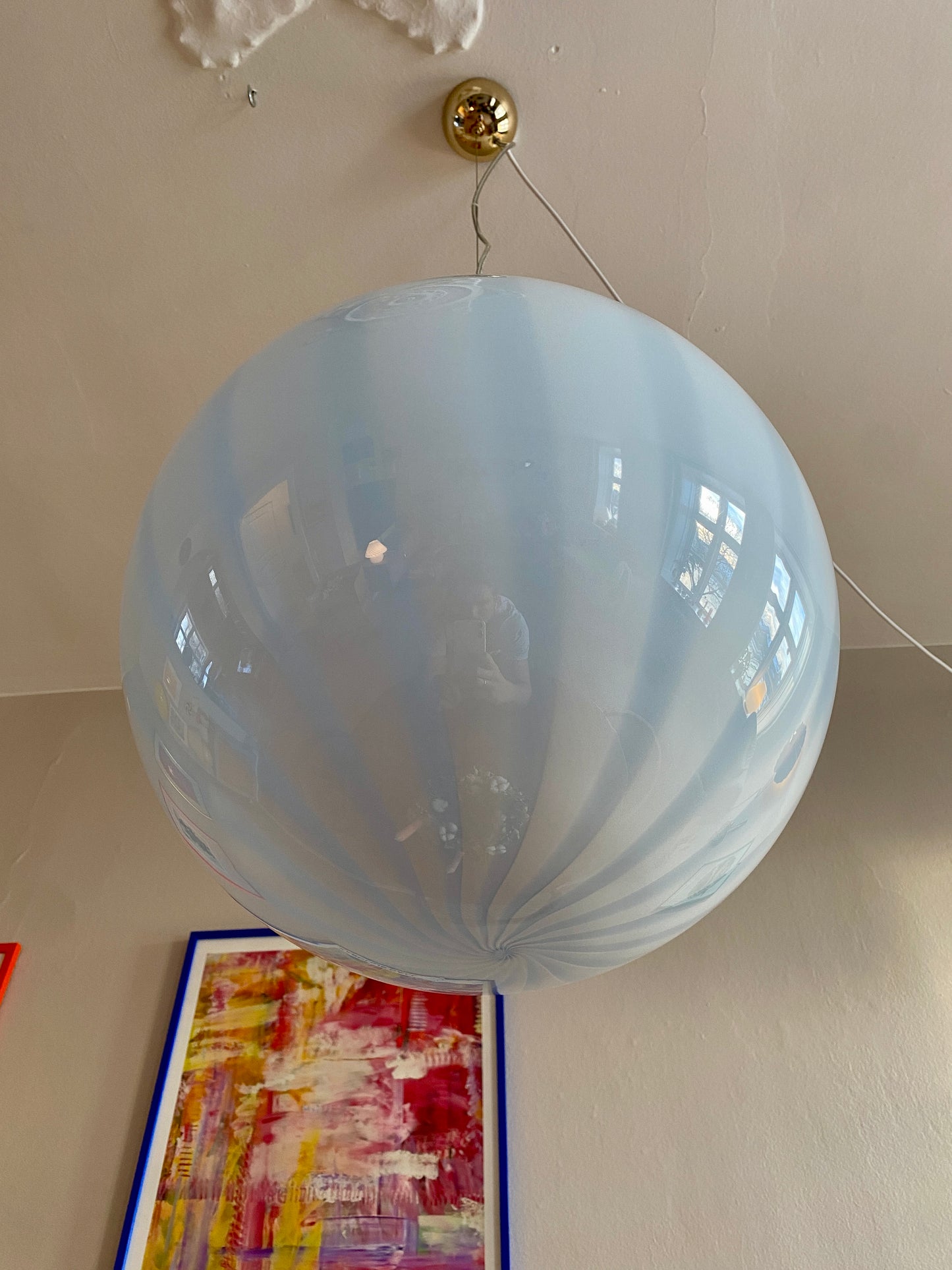 Murano loftslampe med cloud blå vertikal rigadin 40 cm