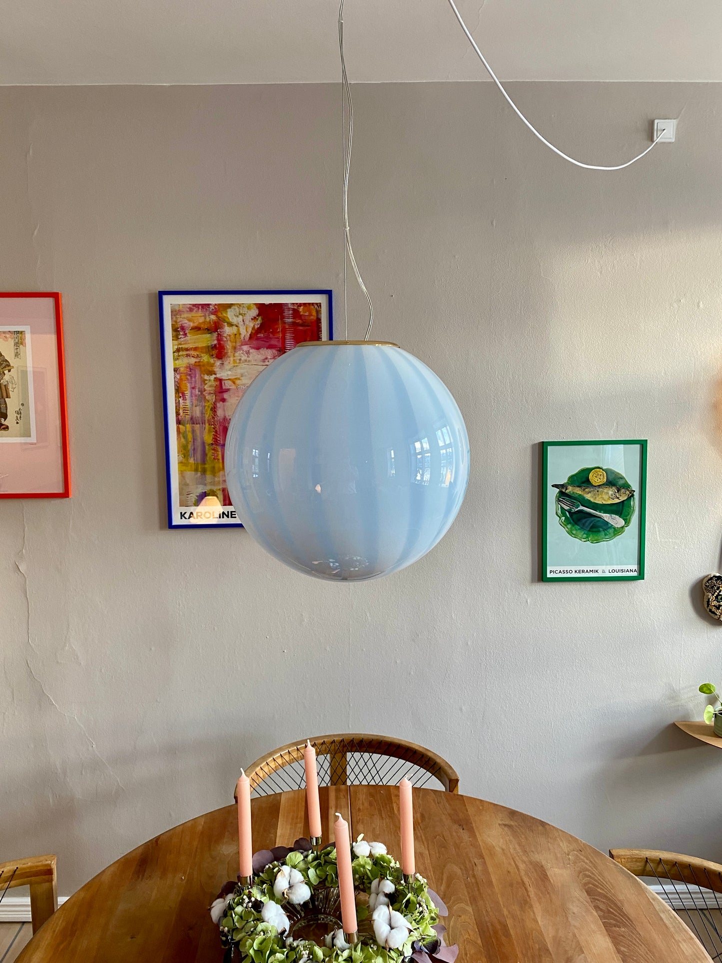 Murano loftslampe med cloud blå vertikal rigadin 40 cm