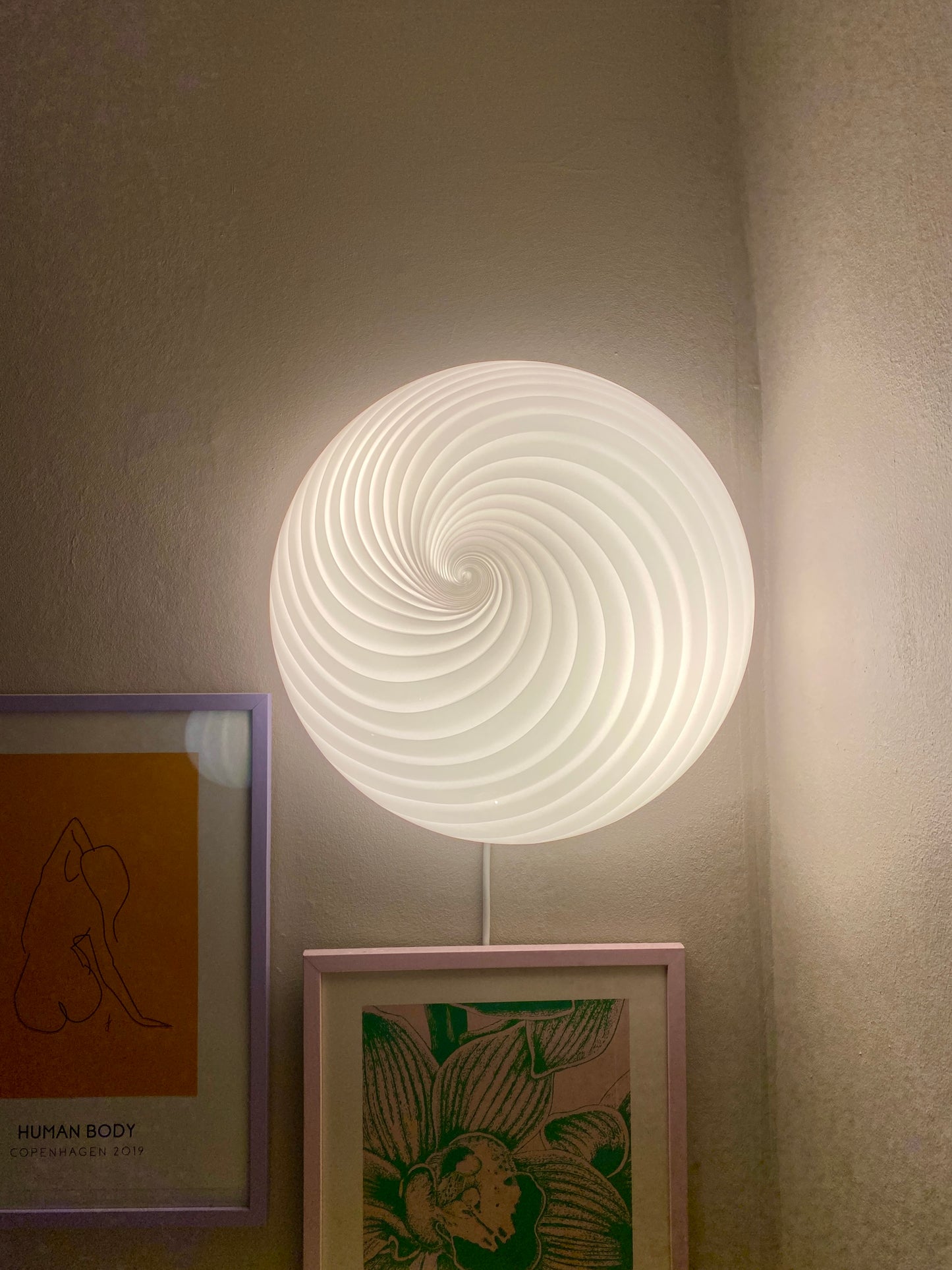 Lyserød swirl Murano plafond lampe 40 cm