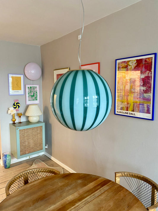 Murano loftslampe med grøn vertikal rigadin 40 cm