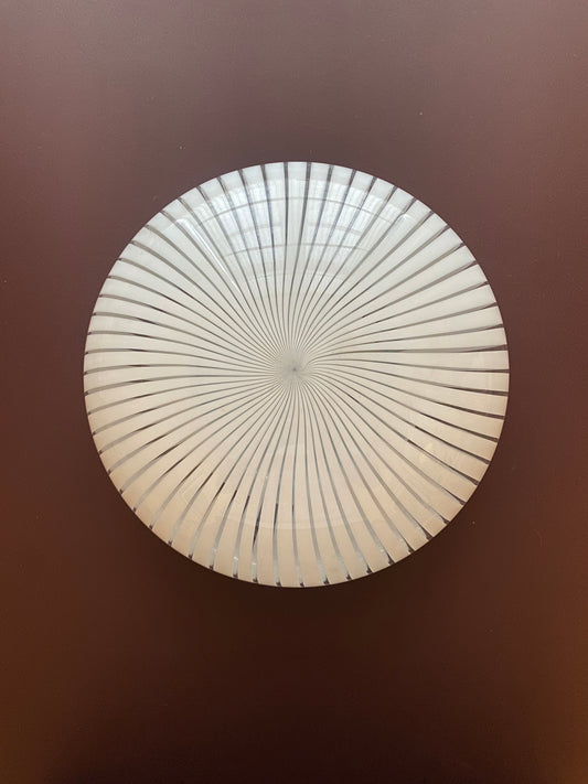 Vintage Murano plafond med hvid vertikalt filigrana 30 cm