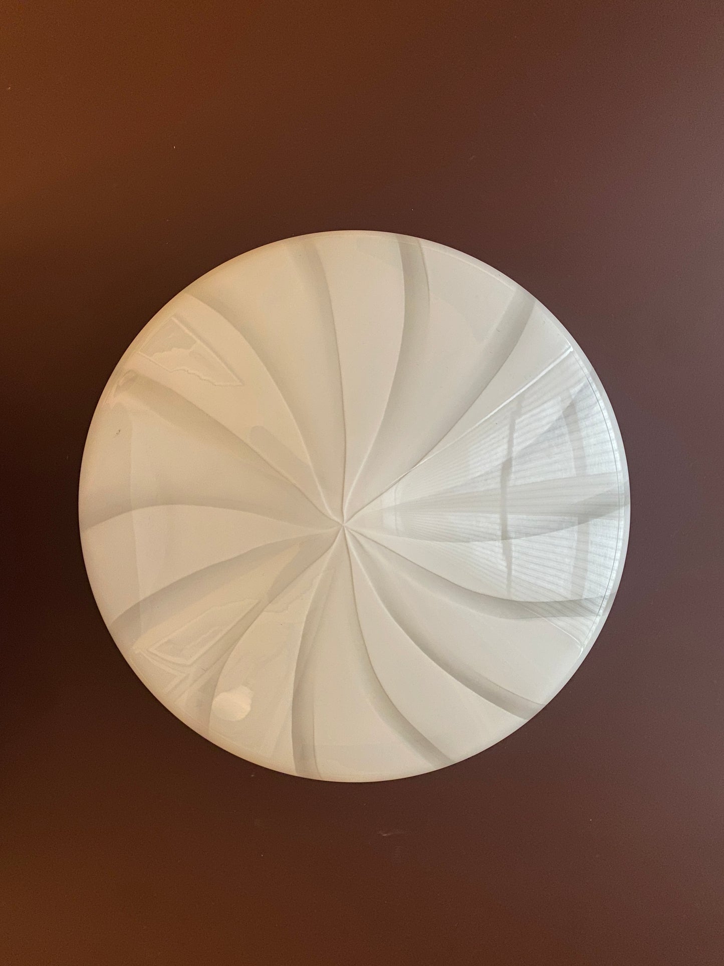 Vintage Murano plafond med hvid vertikalt filigrana 38 cm