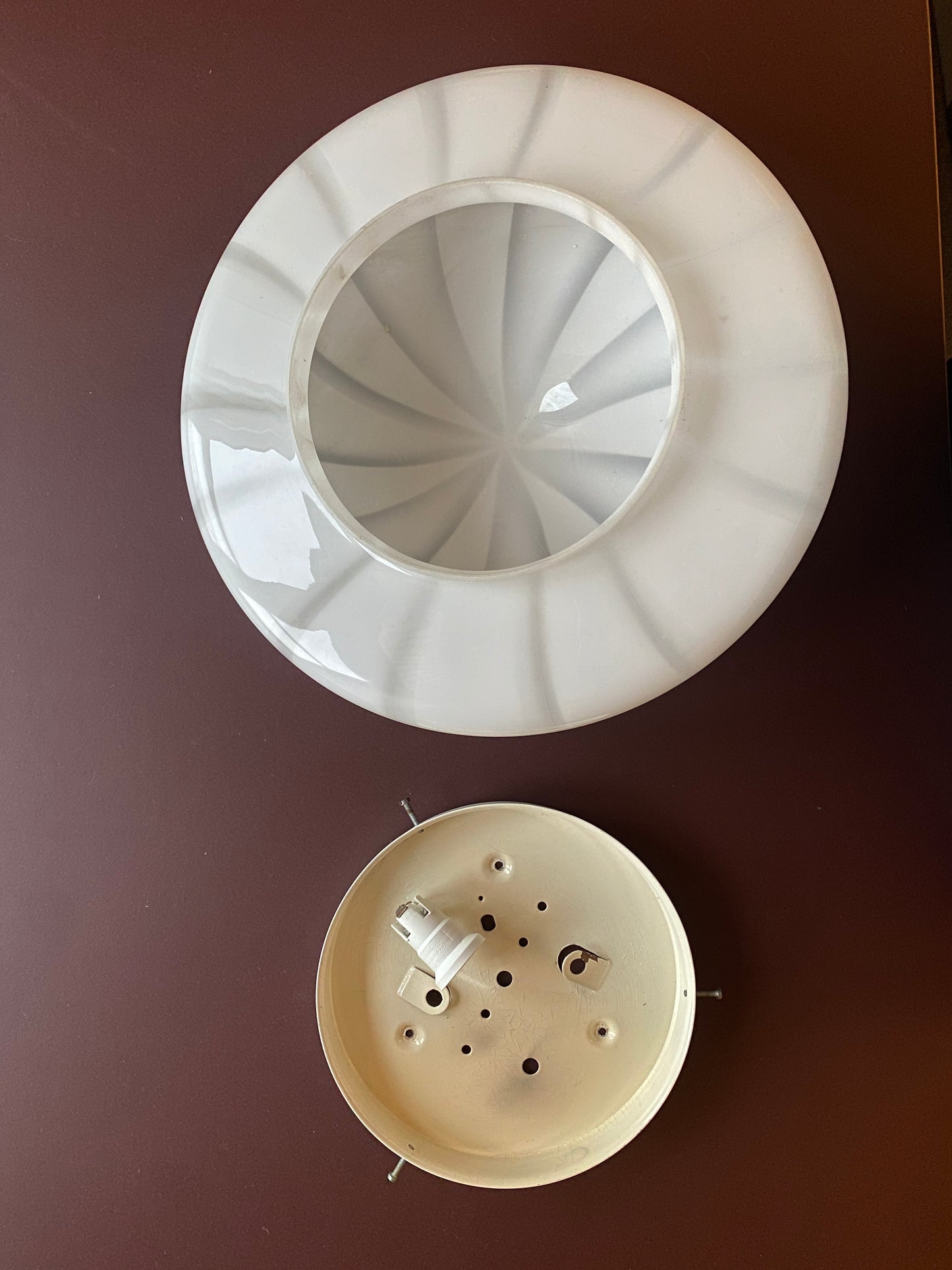 Vintage Murano plafond med hvid vertikalt filigrana 38 cm