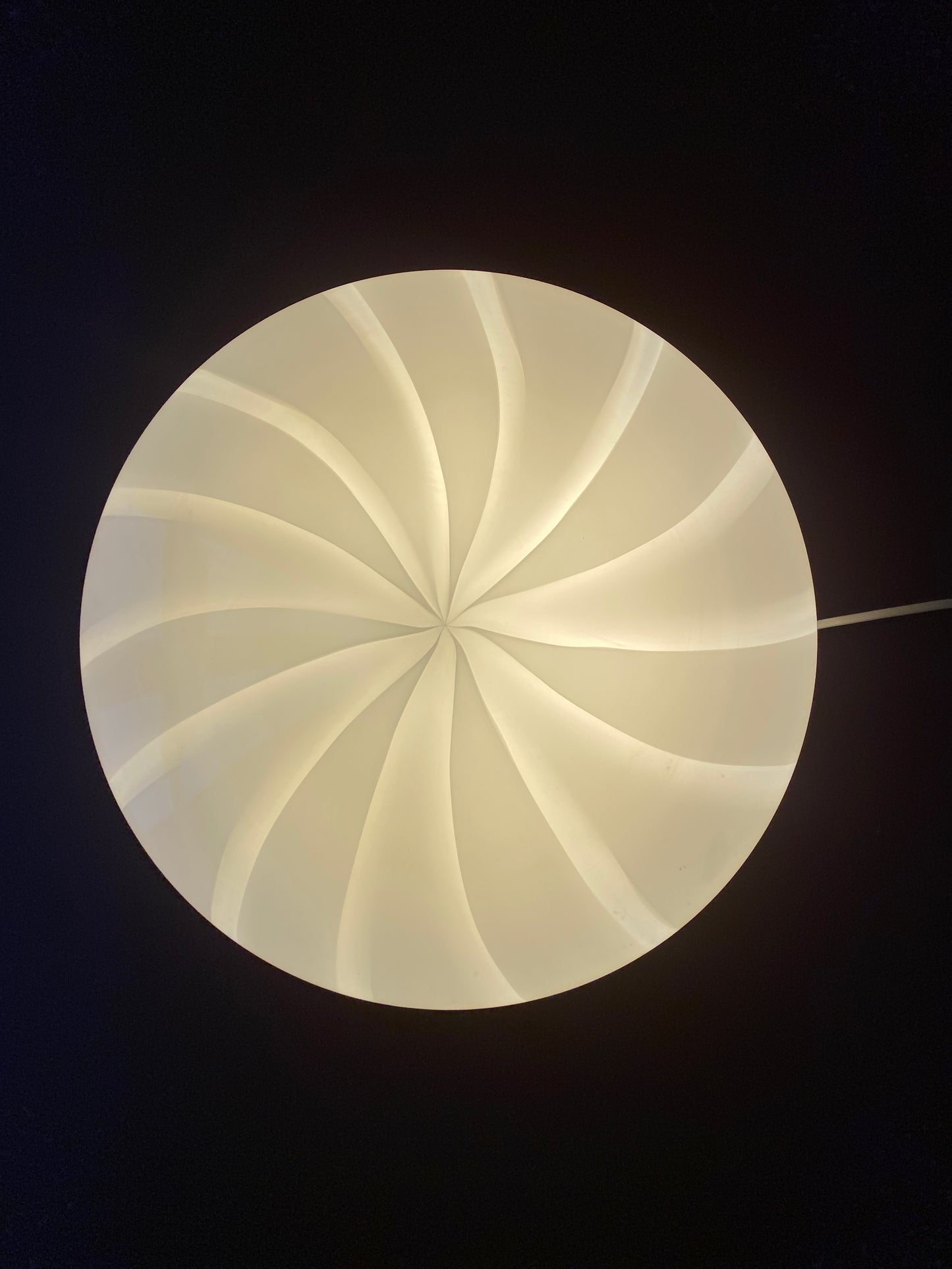 Vintage Murano plafond med hvid vertikalt filigrana 38 cm