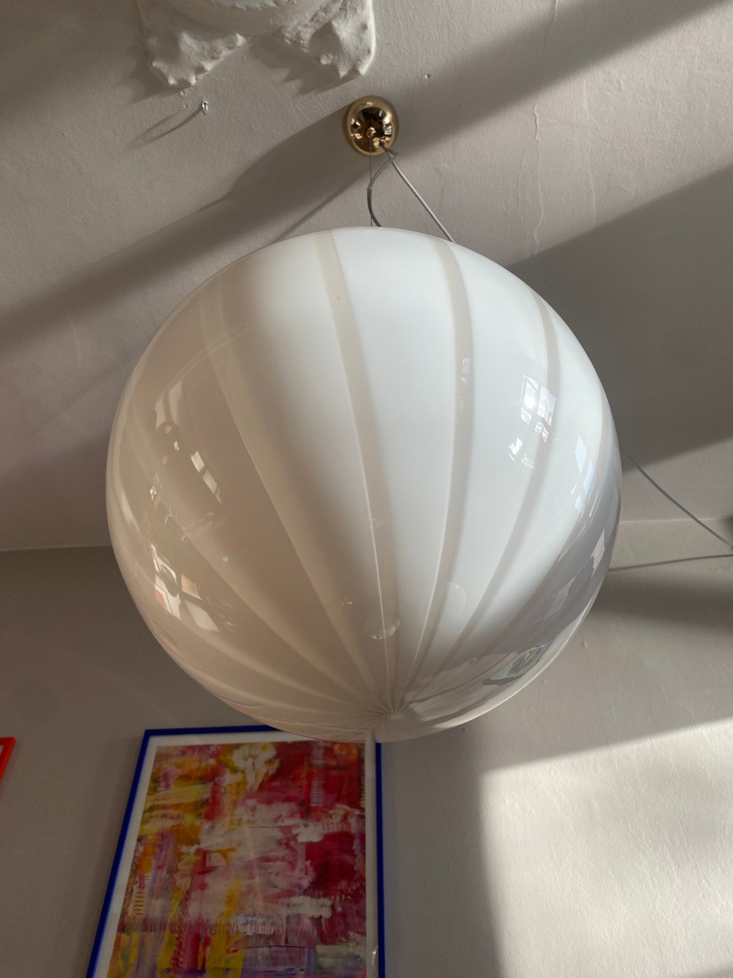 Murano loftslampe med beige vertikale striber i 40 cm