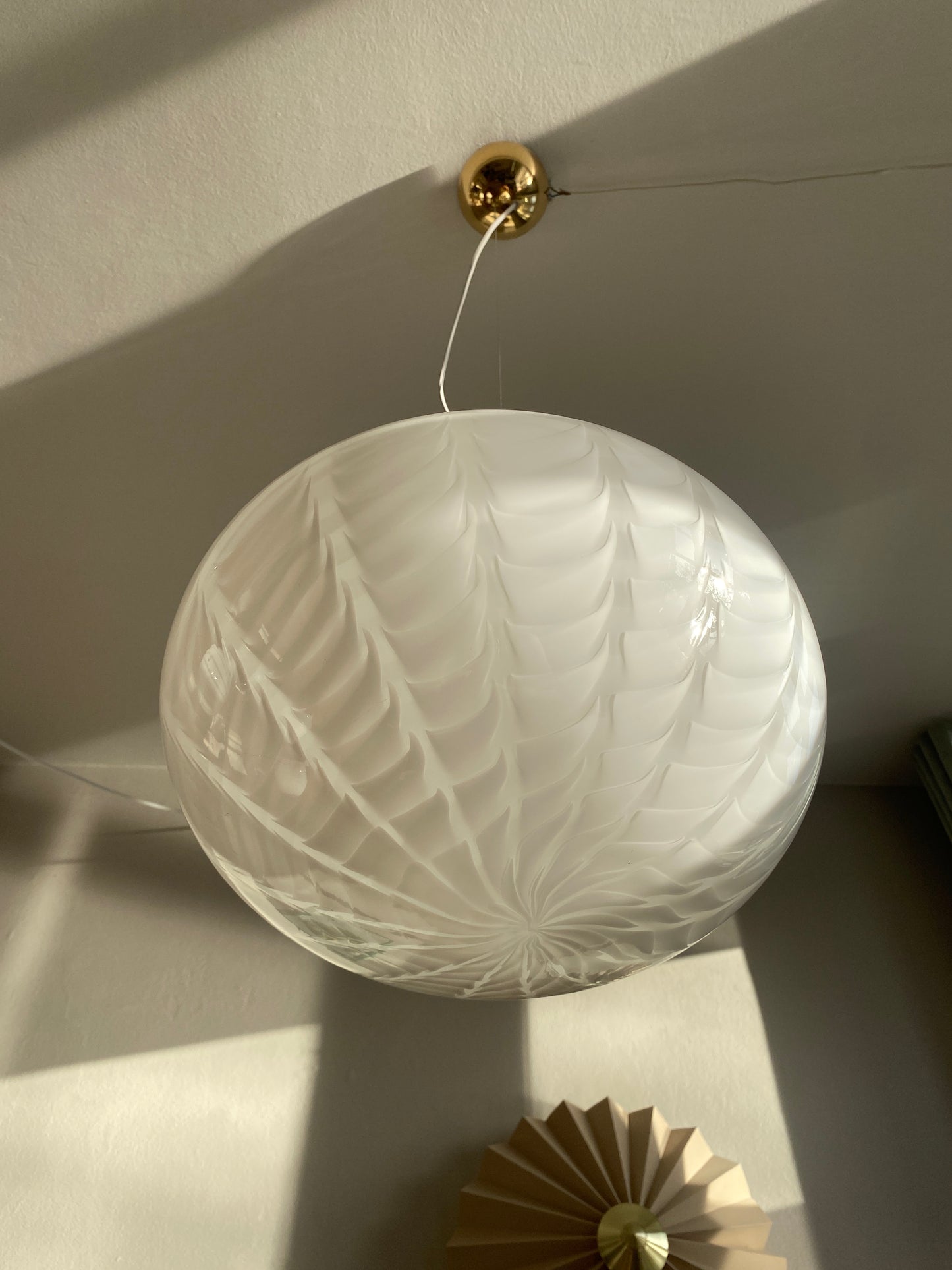 Vintage Murano loftslampe med peacock mønster 36 cm