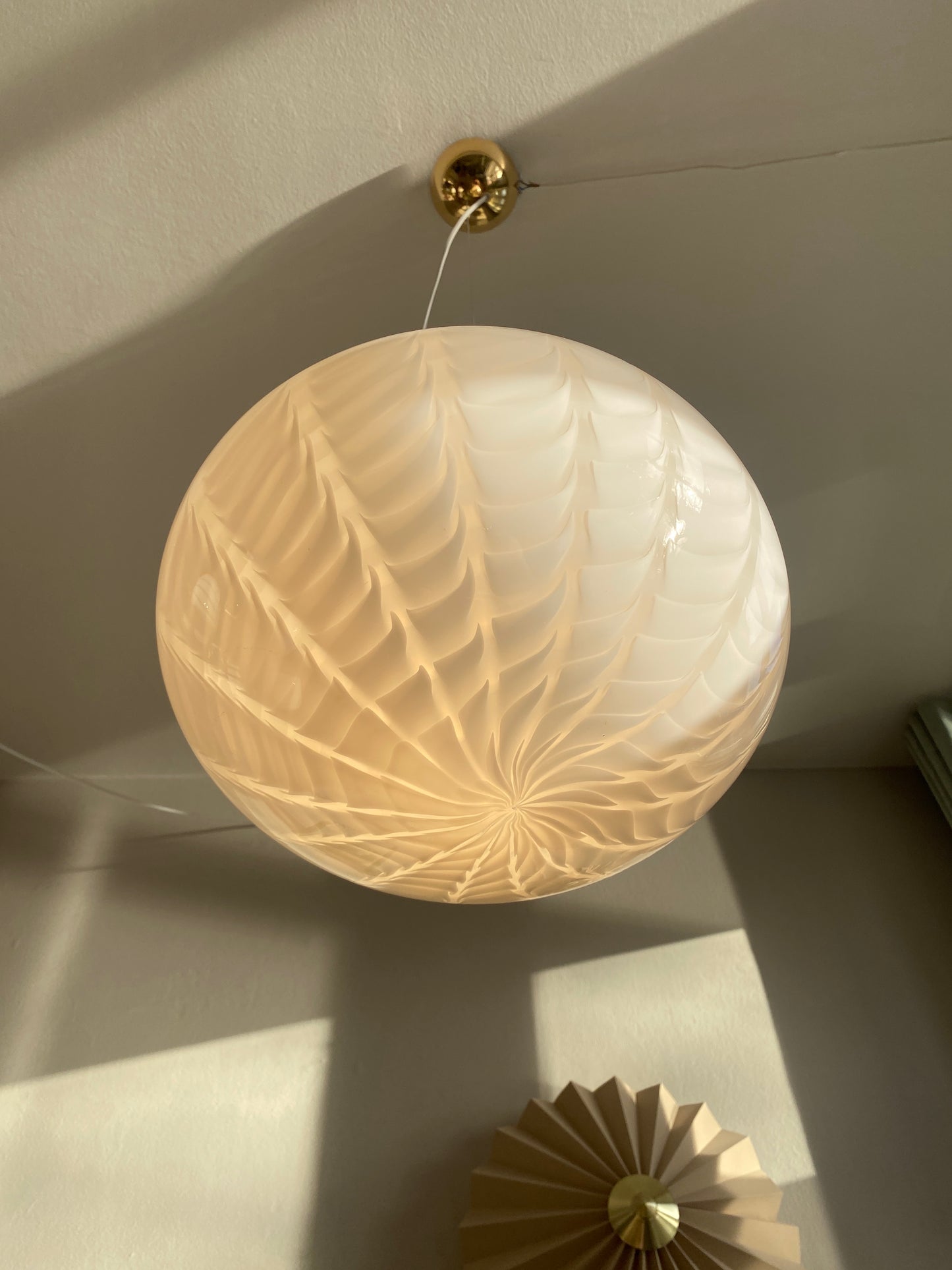 Vintage Murano loftslampe med peacock mønster 36 cm