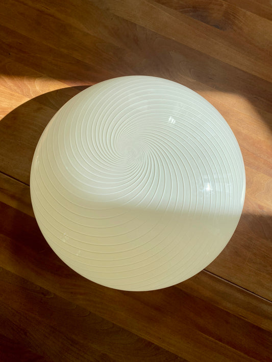 Vintage Murano plafond i cremegul med hvid swirl 40 cm
