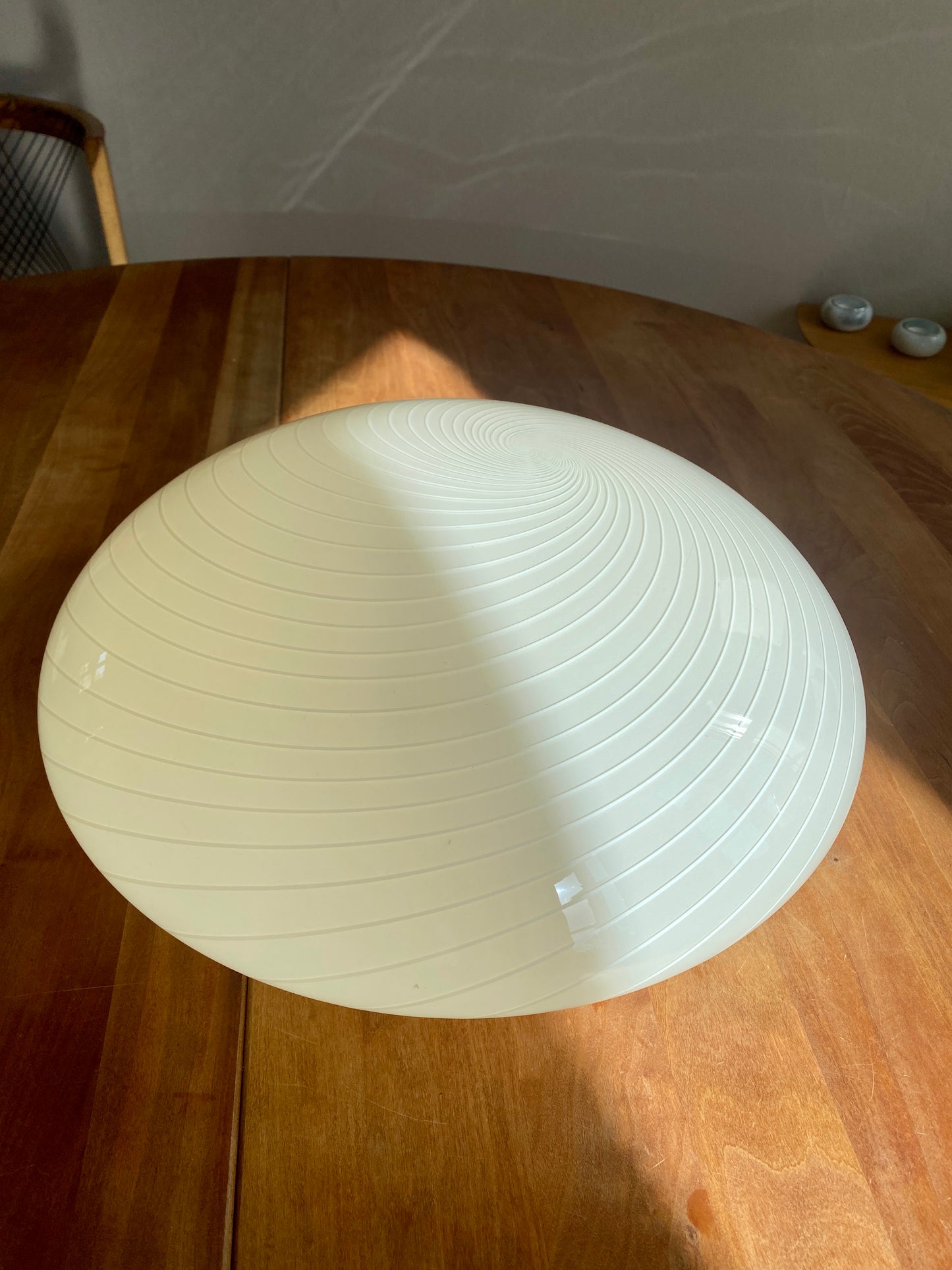 Vintage Murano plafond i cremegul med hvid swirl 40 cm