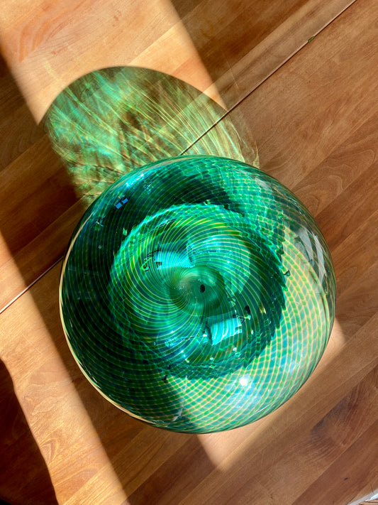 Vintage Murano plafond grøn og blå swirl 40 cm