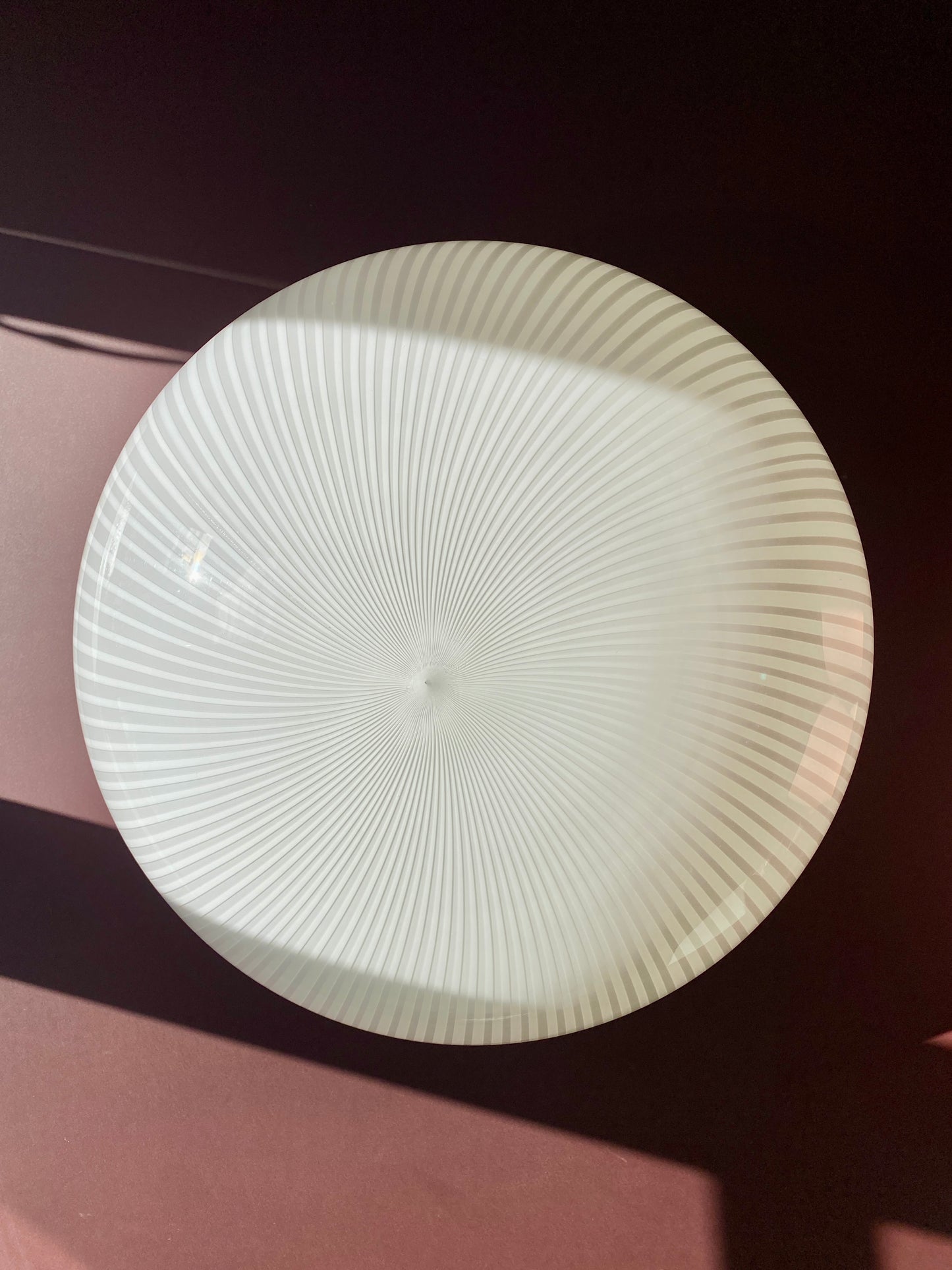 Kæmpe vintage Murano plafond hvid vertikalt filigrana 50 cm