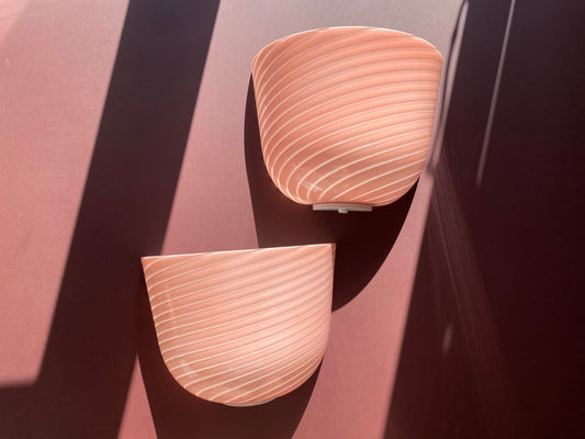 Vintage Murano væglampe i peach swirl