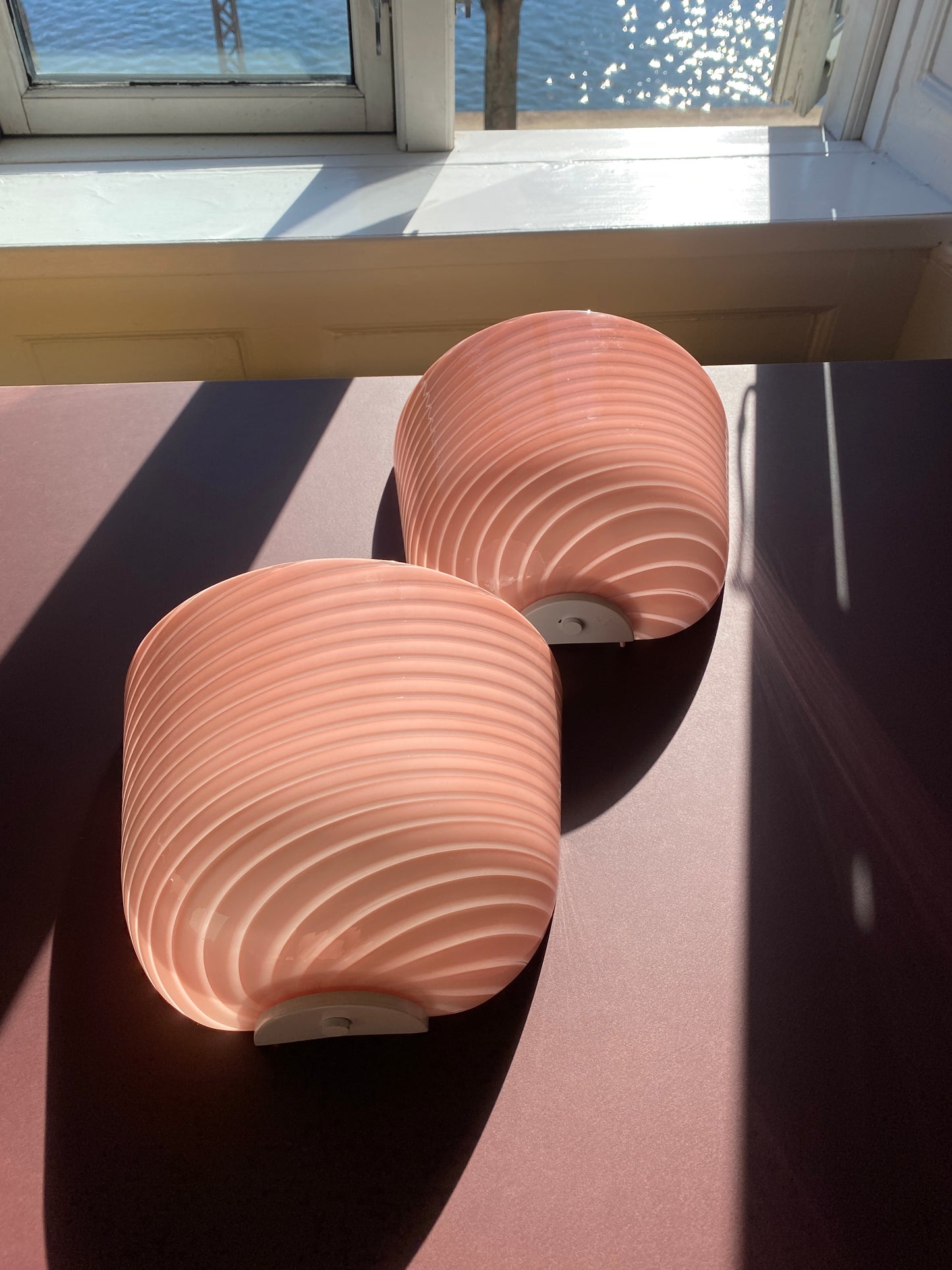 Vintage Murano væglampe i peach swirl