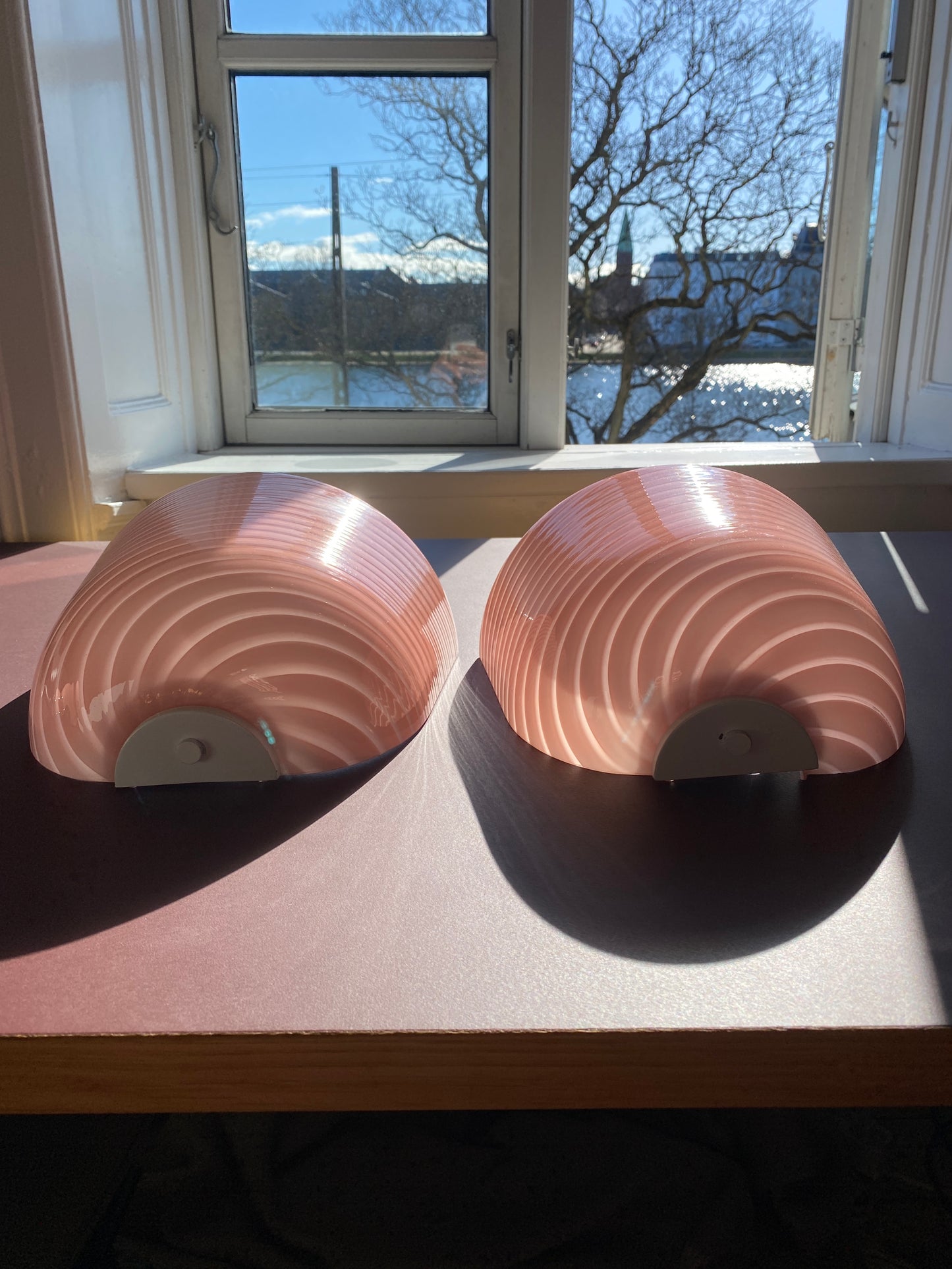 Vintage Murano væglampe i peach swirl