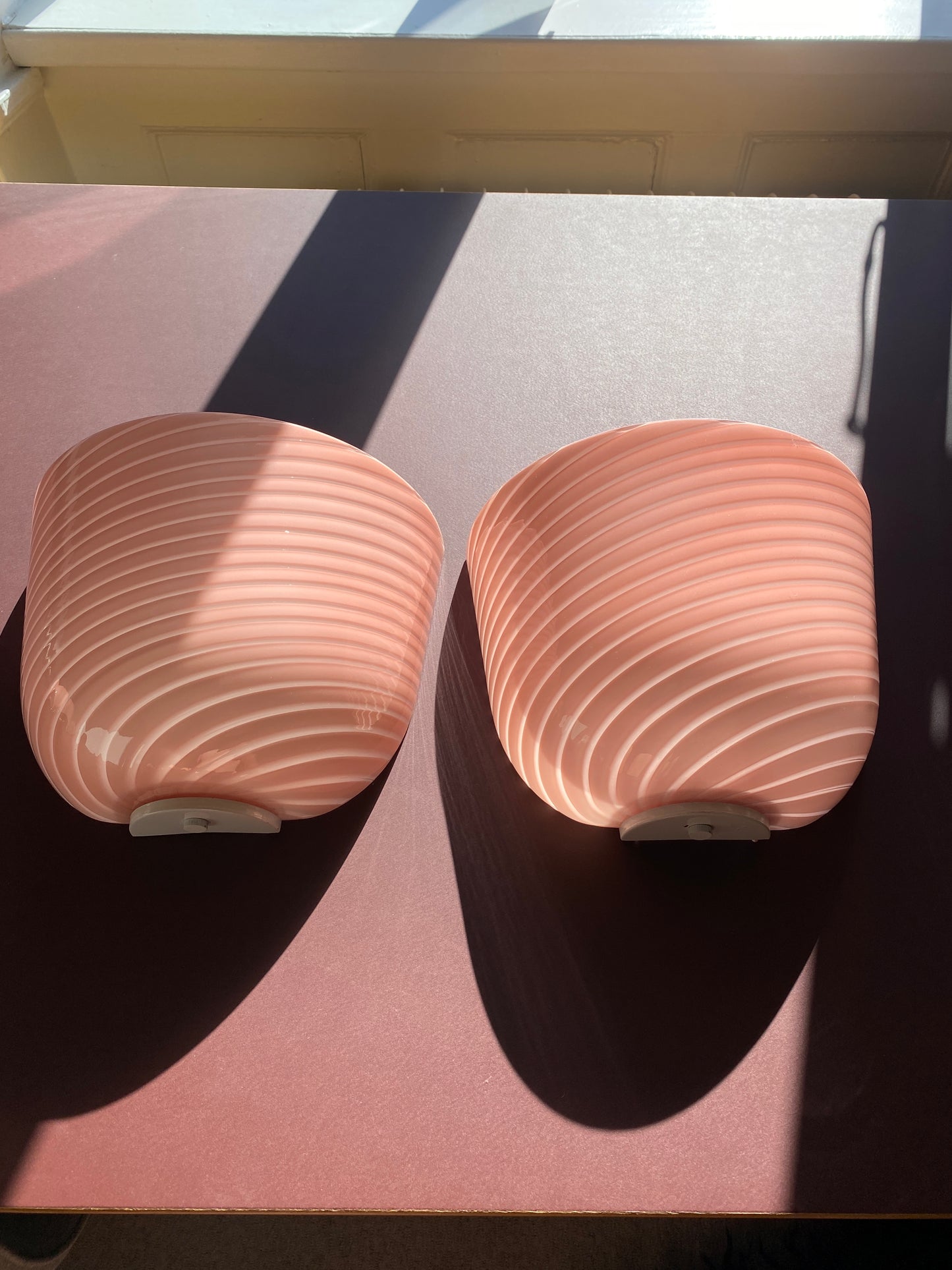 Vintage Murano væglampe i peach swirl