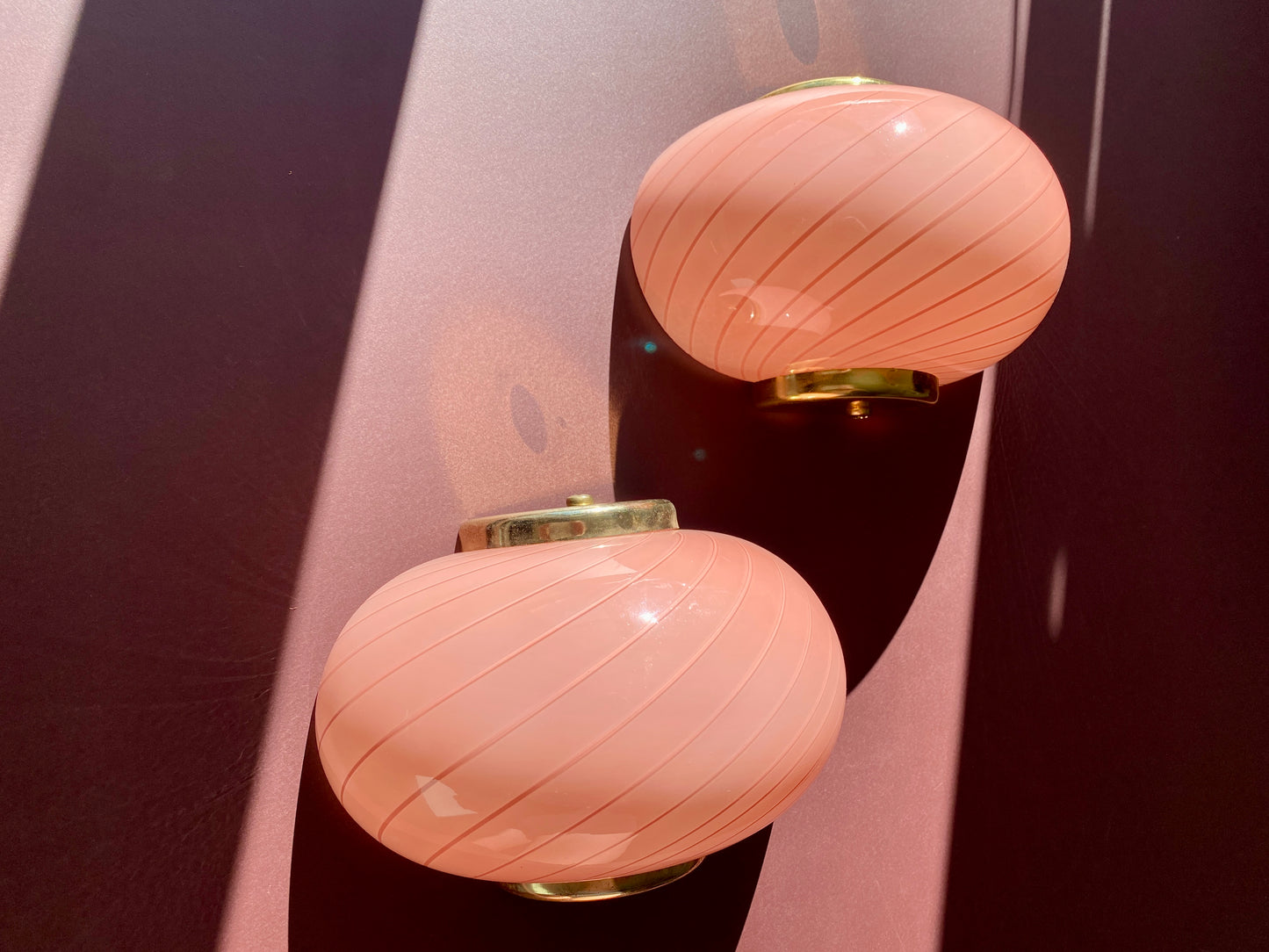 Vintage Murano muslinge væglampe i peach swirl