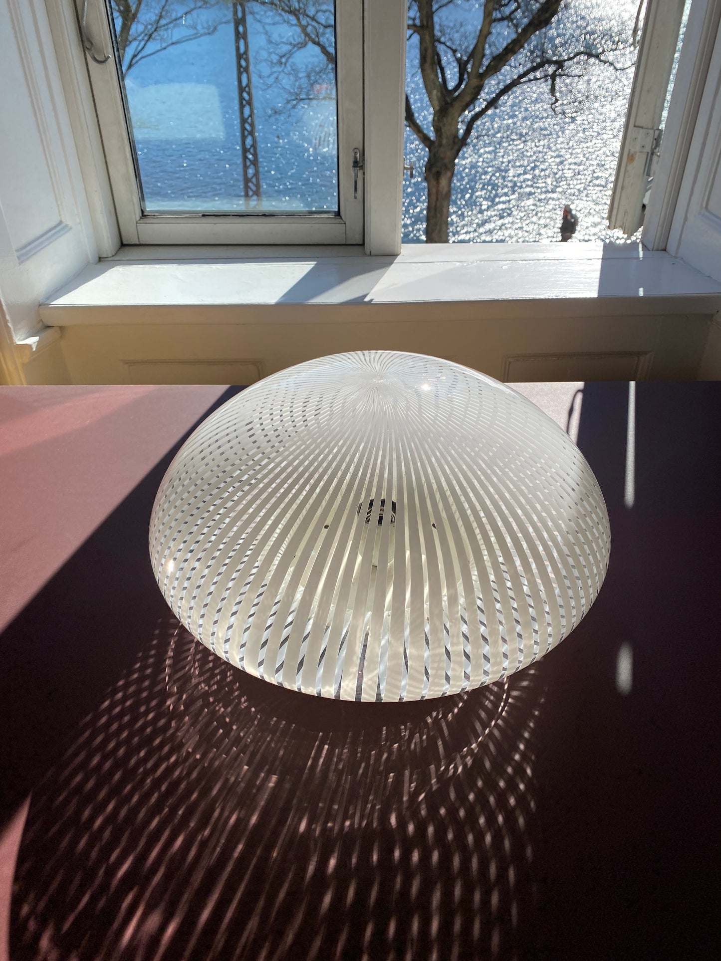 Vintage Murano plafond hvid filigrana vertikalt 40 cm