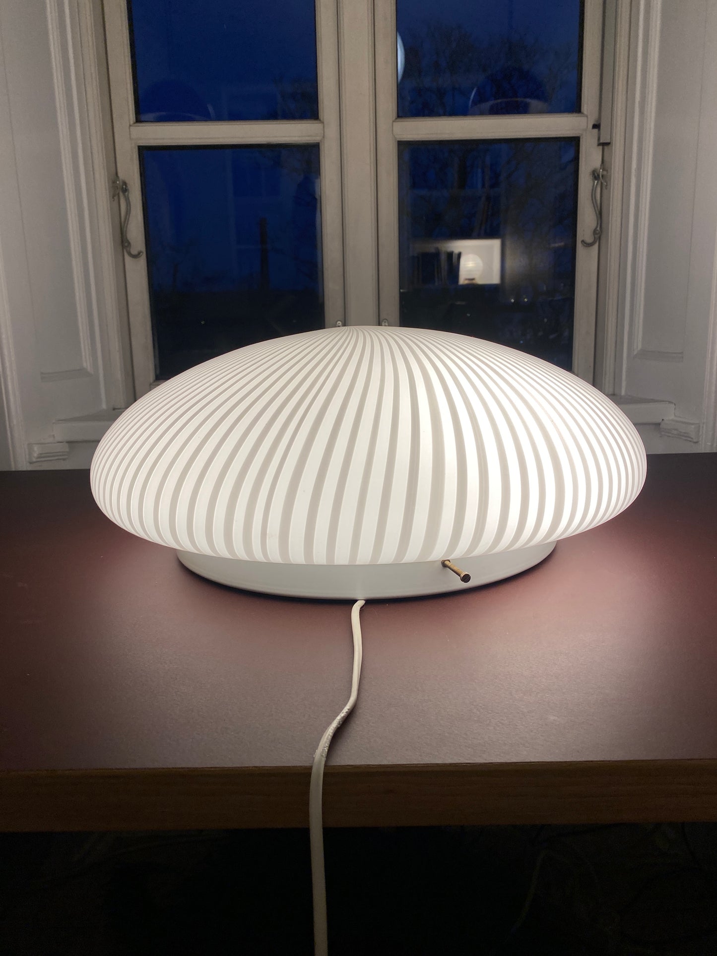 Kæmpe vintage Murano plafond hvid vertikalt filigrana 50 cm