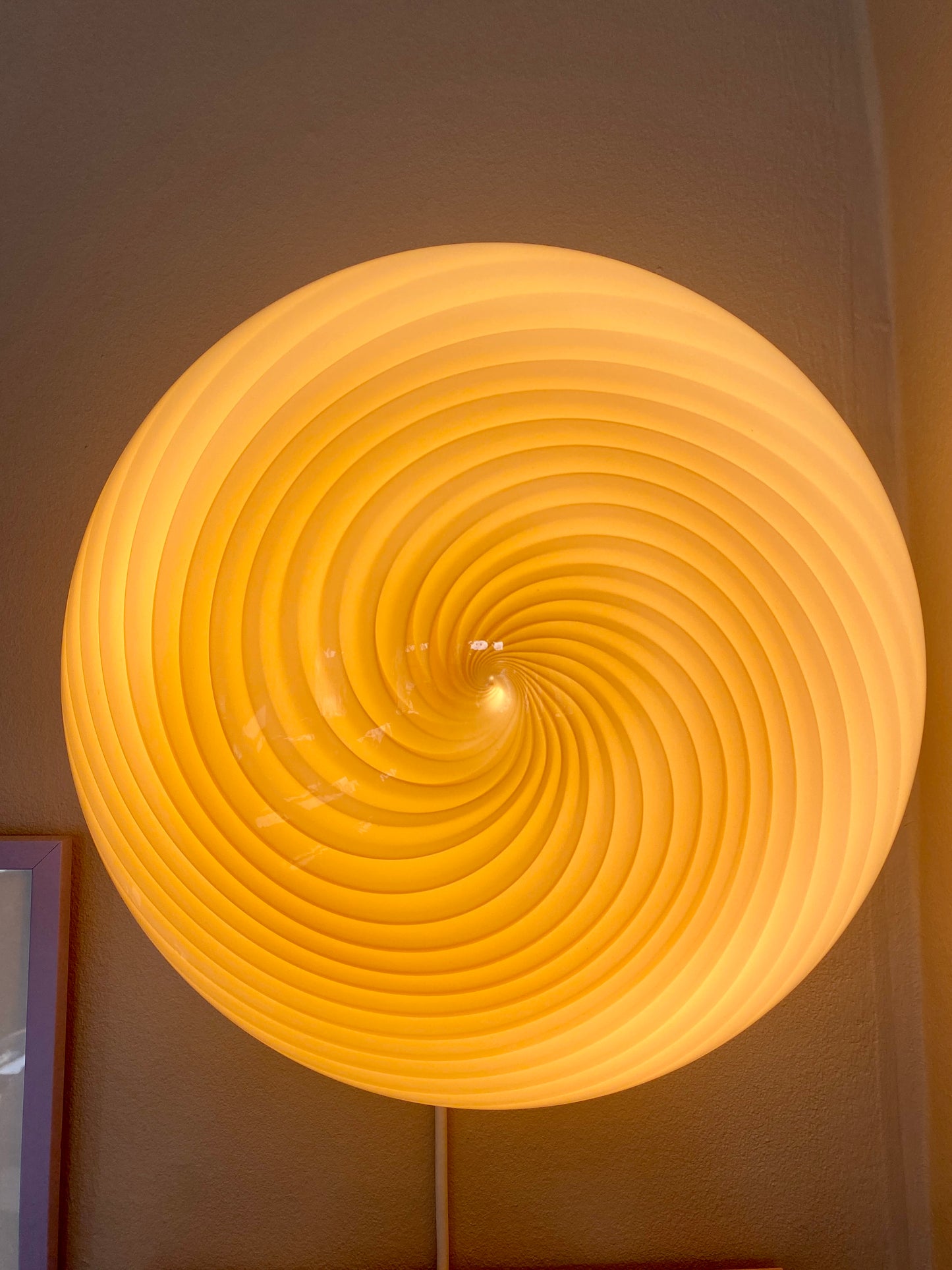 Gul swirl Murano plafond lampe 40 cm