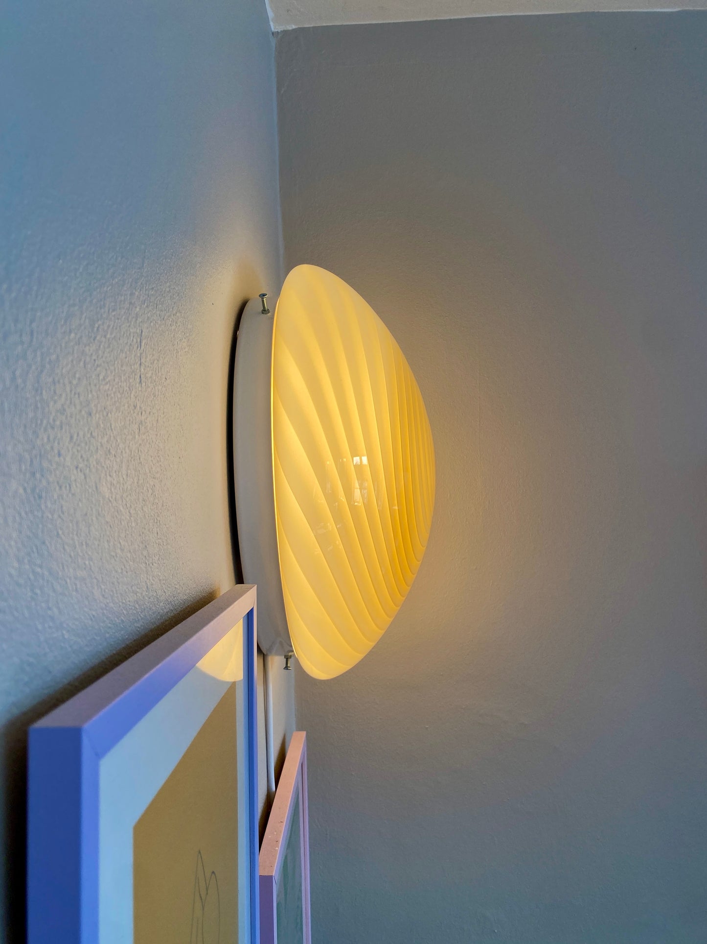 Gul swirl Murano plafond lampe 40 cm