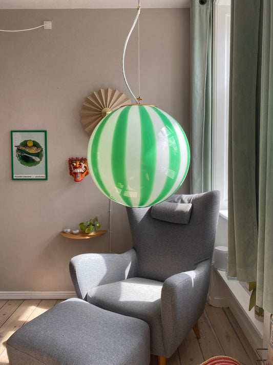 Murano loftslampe med grønne vertikale striber i 30 cm