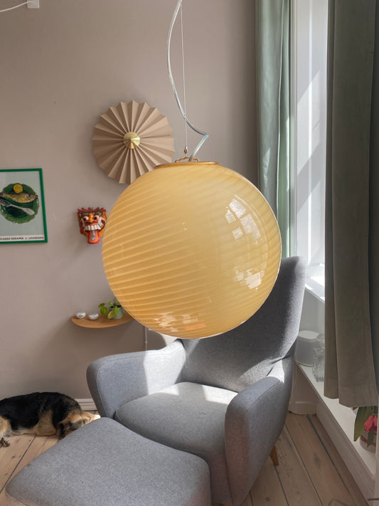 Vintage unik Murano loftslampe i gul swirl 30 cm