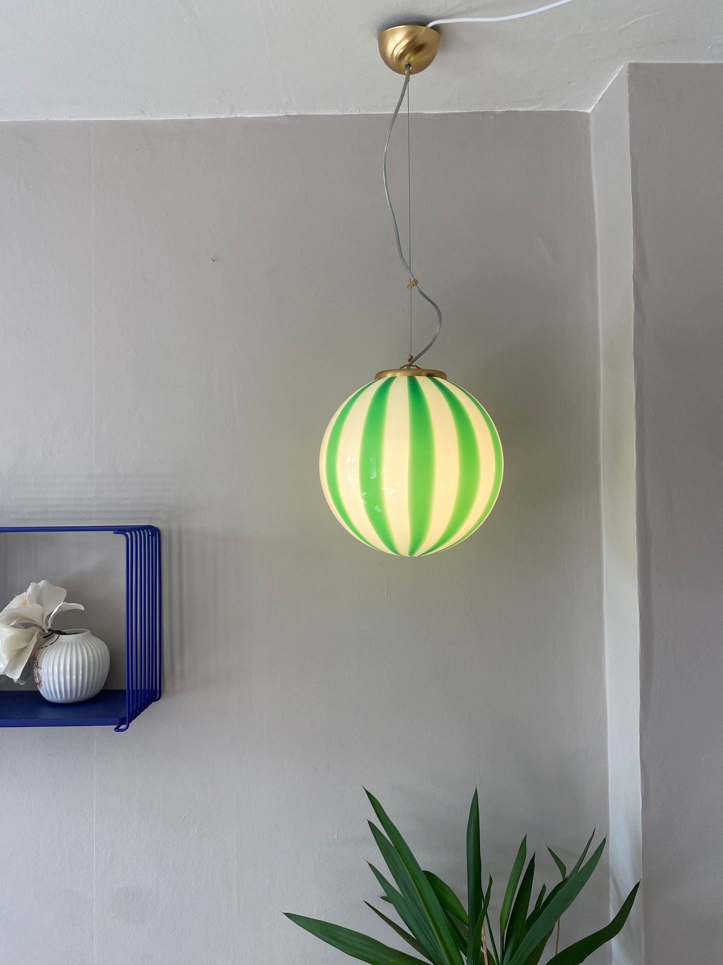 Murano loftslampe med grønne vertikale striber i 30 cm