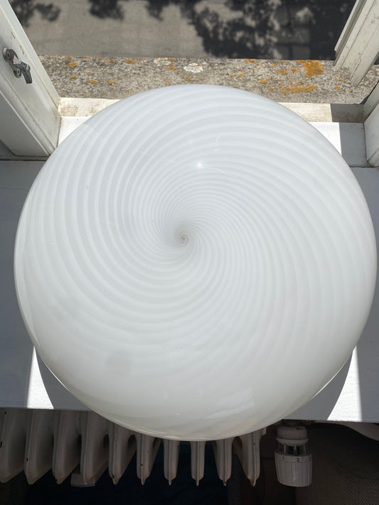 Murano plafond i hvid med swirl 40 cm