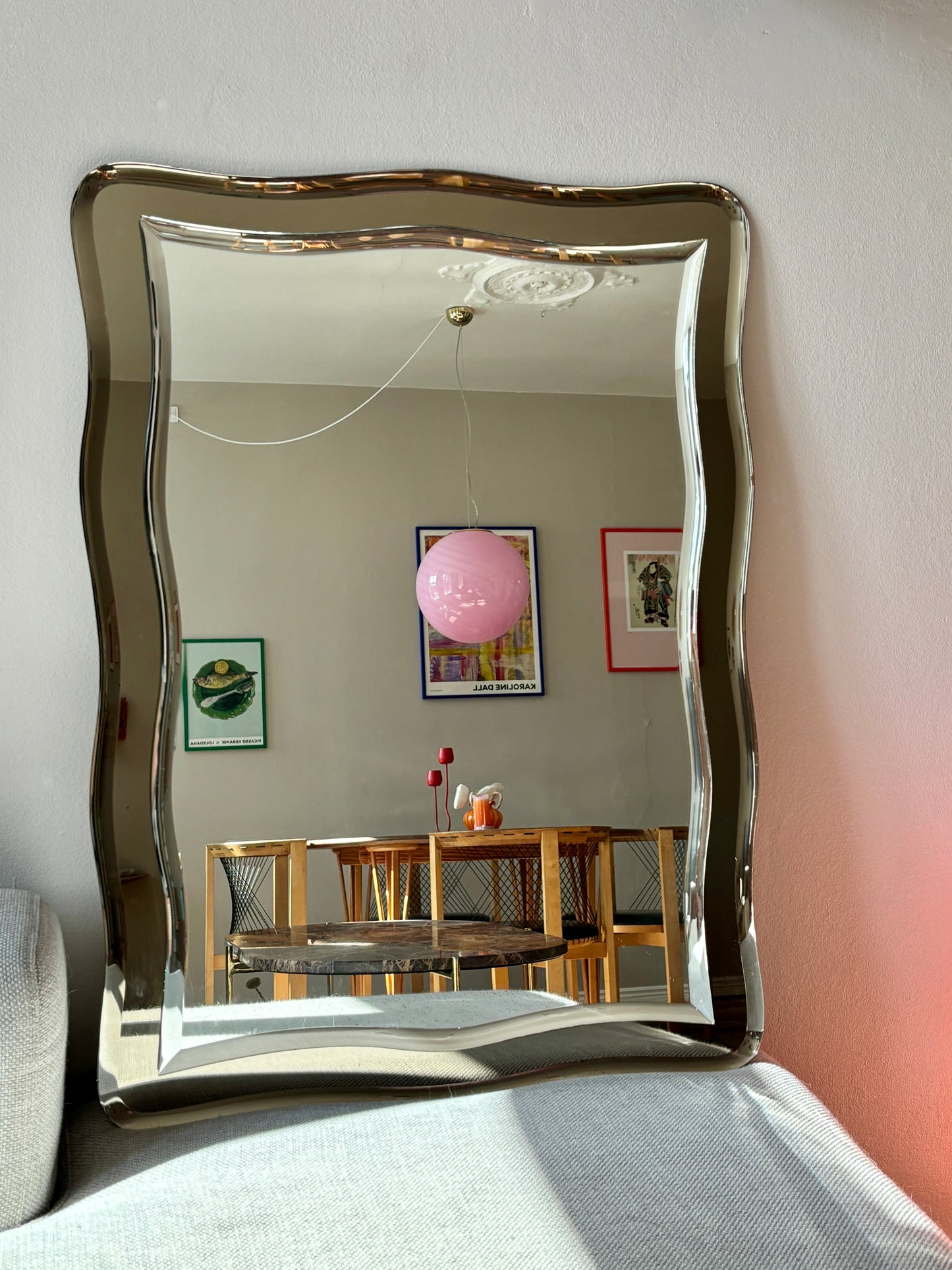 Vintage Italiensk spejl en wavy udformning
