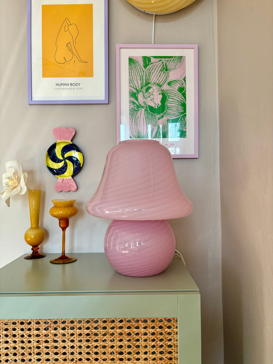 Vintage Murano mushroom i pink bubblegum