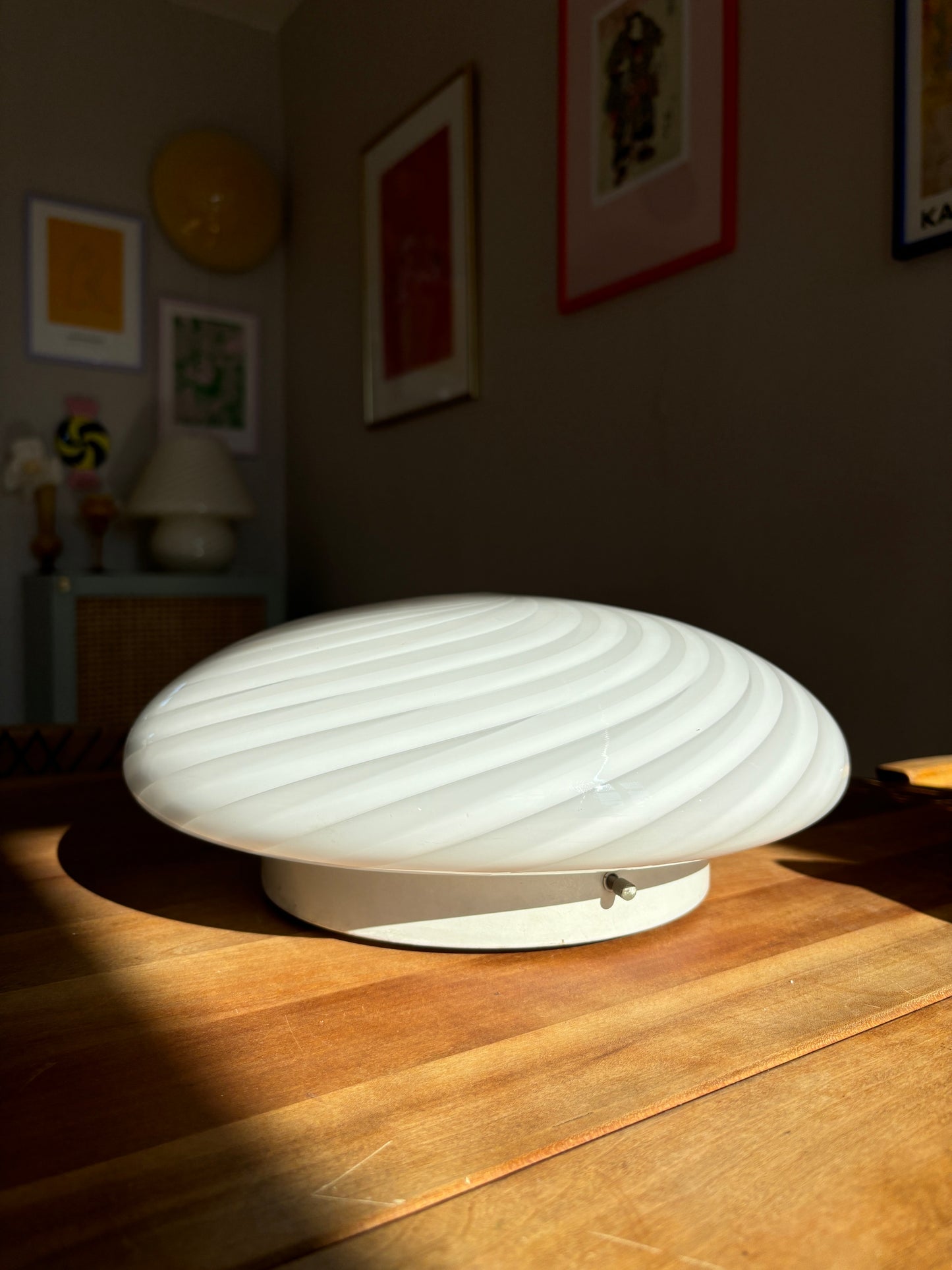 Vintage Murano plafond swirl 30 cm hvid