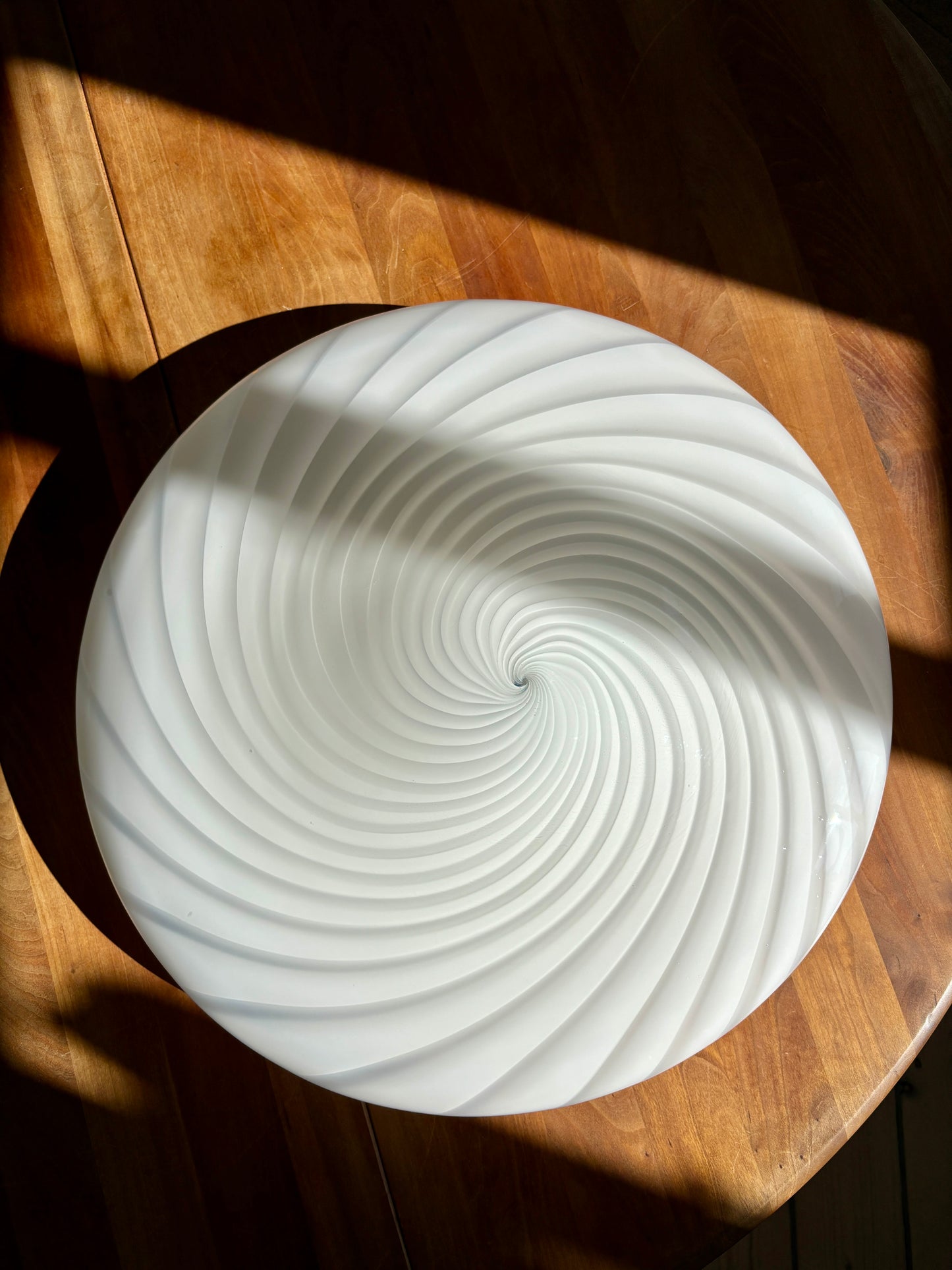Vintage kæmpe Murano plafond i hvidt swirl 50 cm