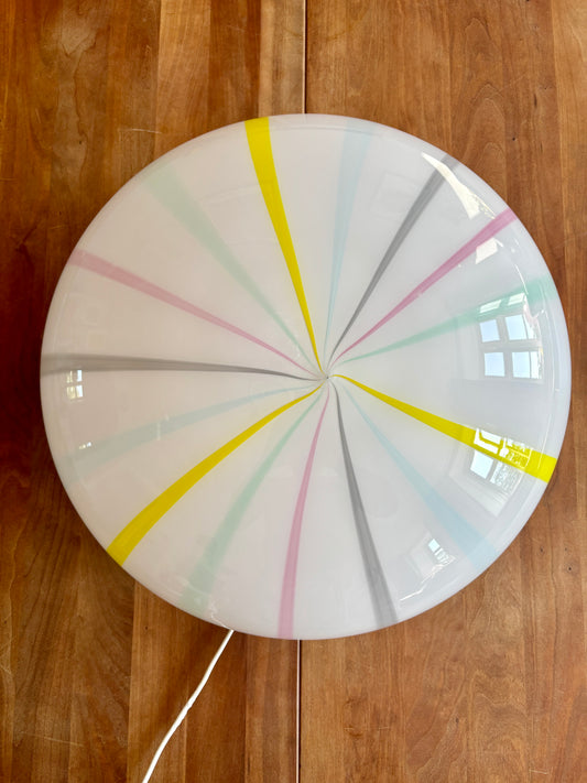 Kæmpe vintage Murano plafond lampe med multicolor filigrana mønster