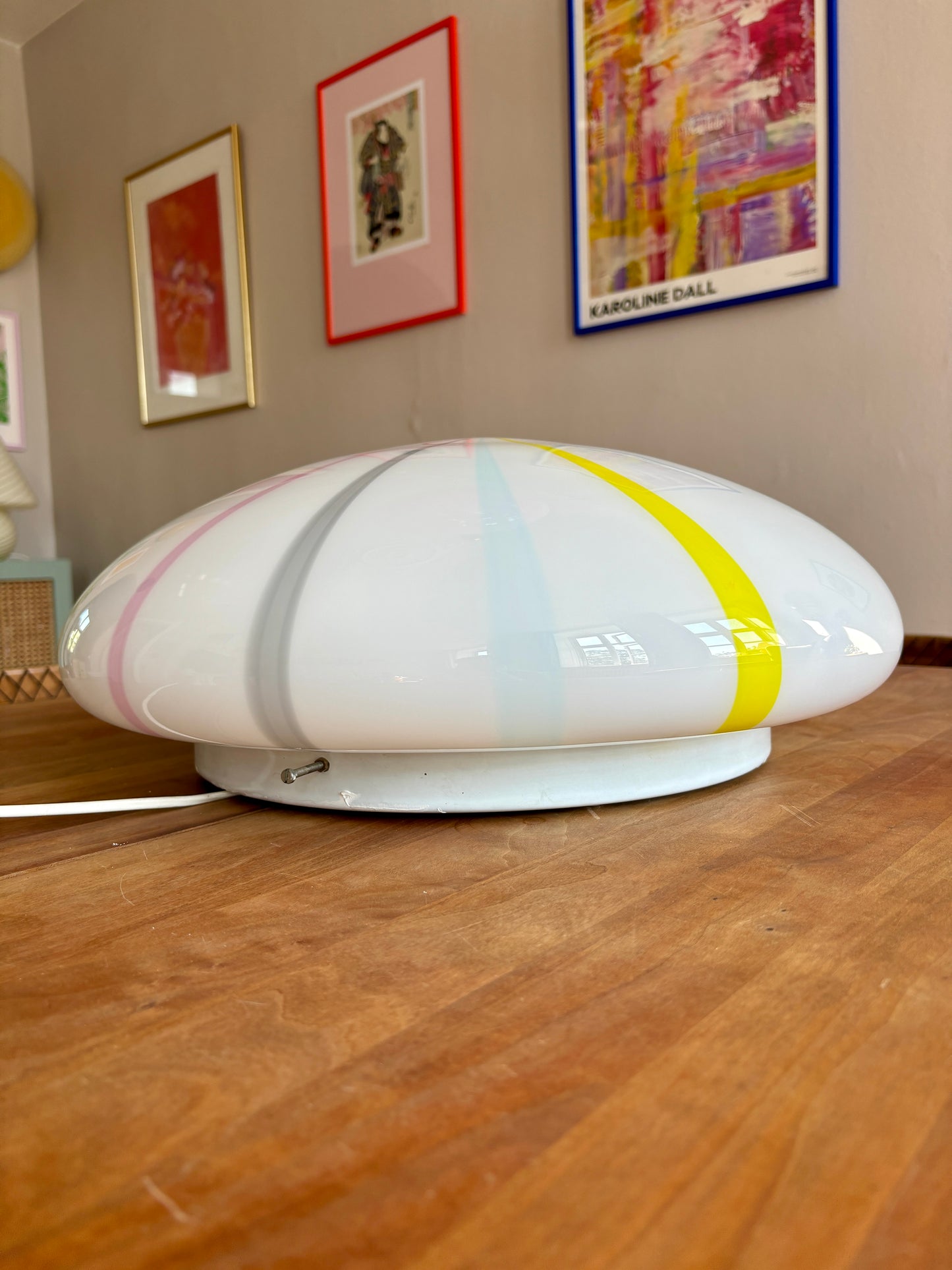 Kæmpe vintage Murano plafond lampe med multicolor filigrana mønster